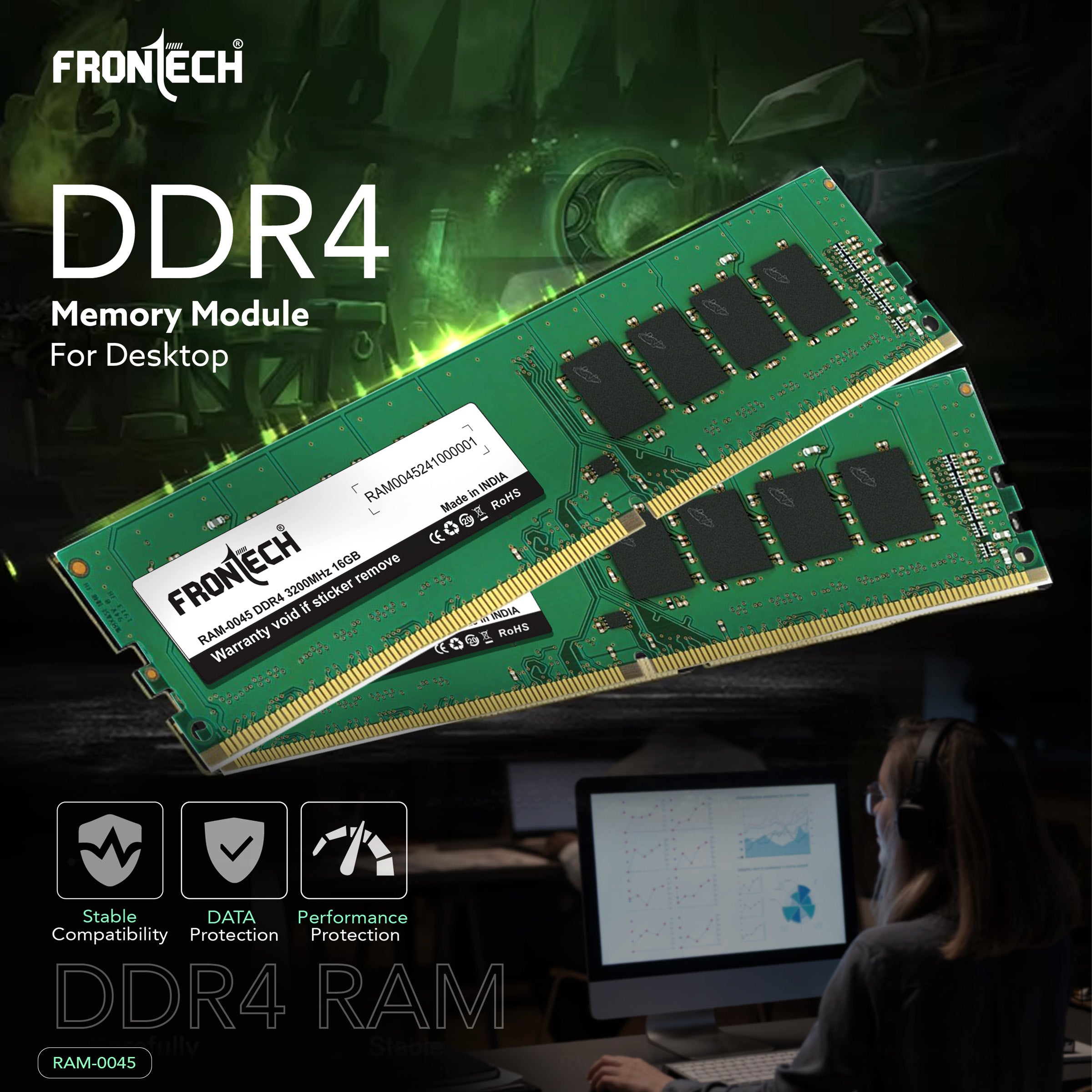 Frontech DDR4 3200MHz 16GB RAM – Blazing Speed, Indian Craftsmanship, Unmatched Reliability