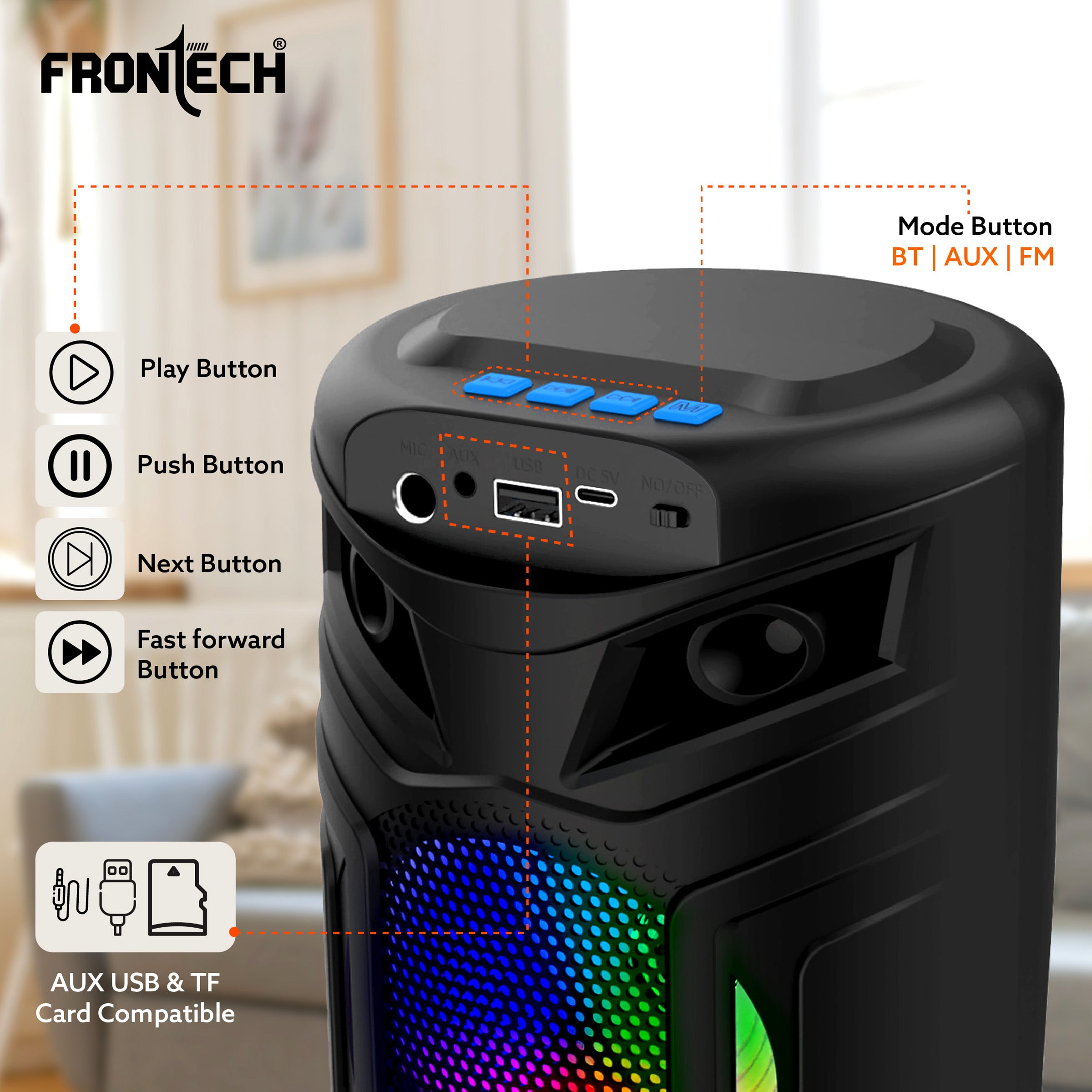 Wireless Bluetooth Speaker with RGB Lights (SW-0068)