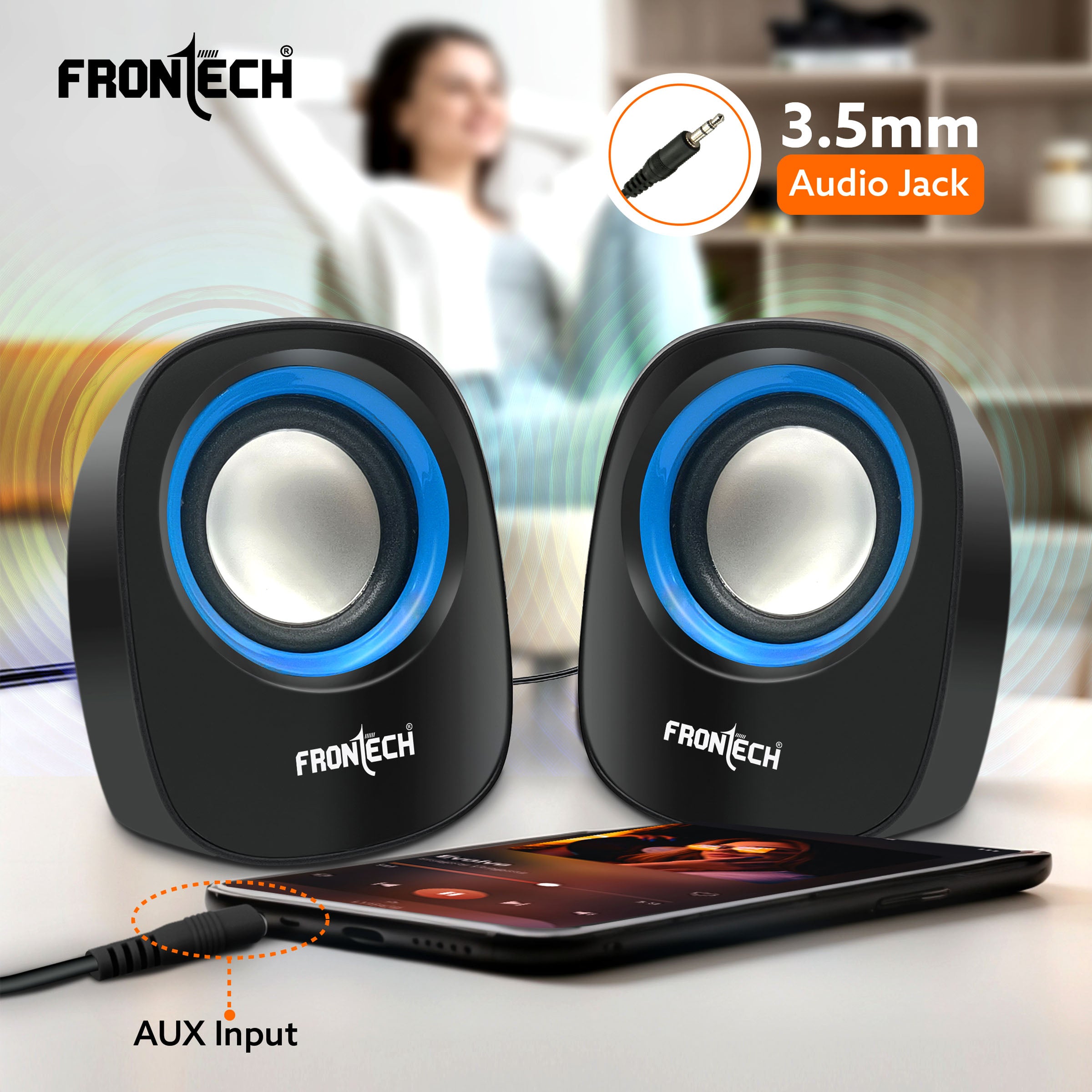 2.0 USB Speakers | 8W Output | AUX Input | Foam Edge (SPK-0003)
