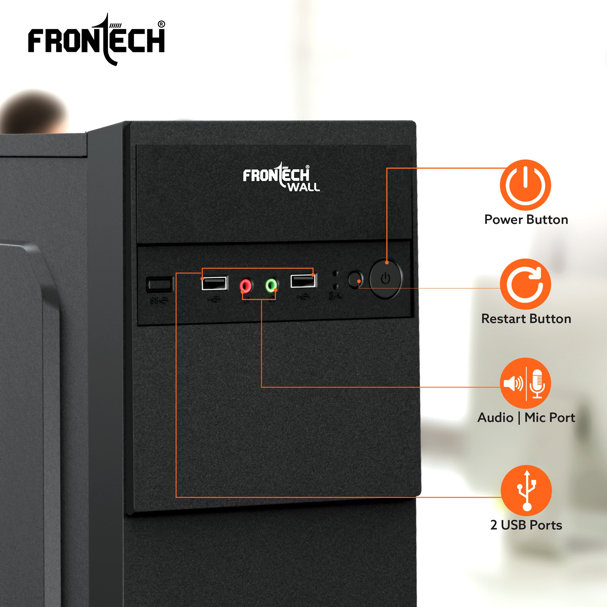 Wall Silver Range ATX Cabinet | Front Audio, 2x Front USB 2.0 Ports (FT-4267)