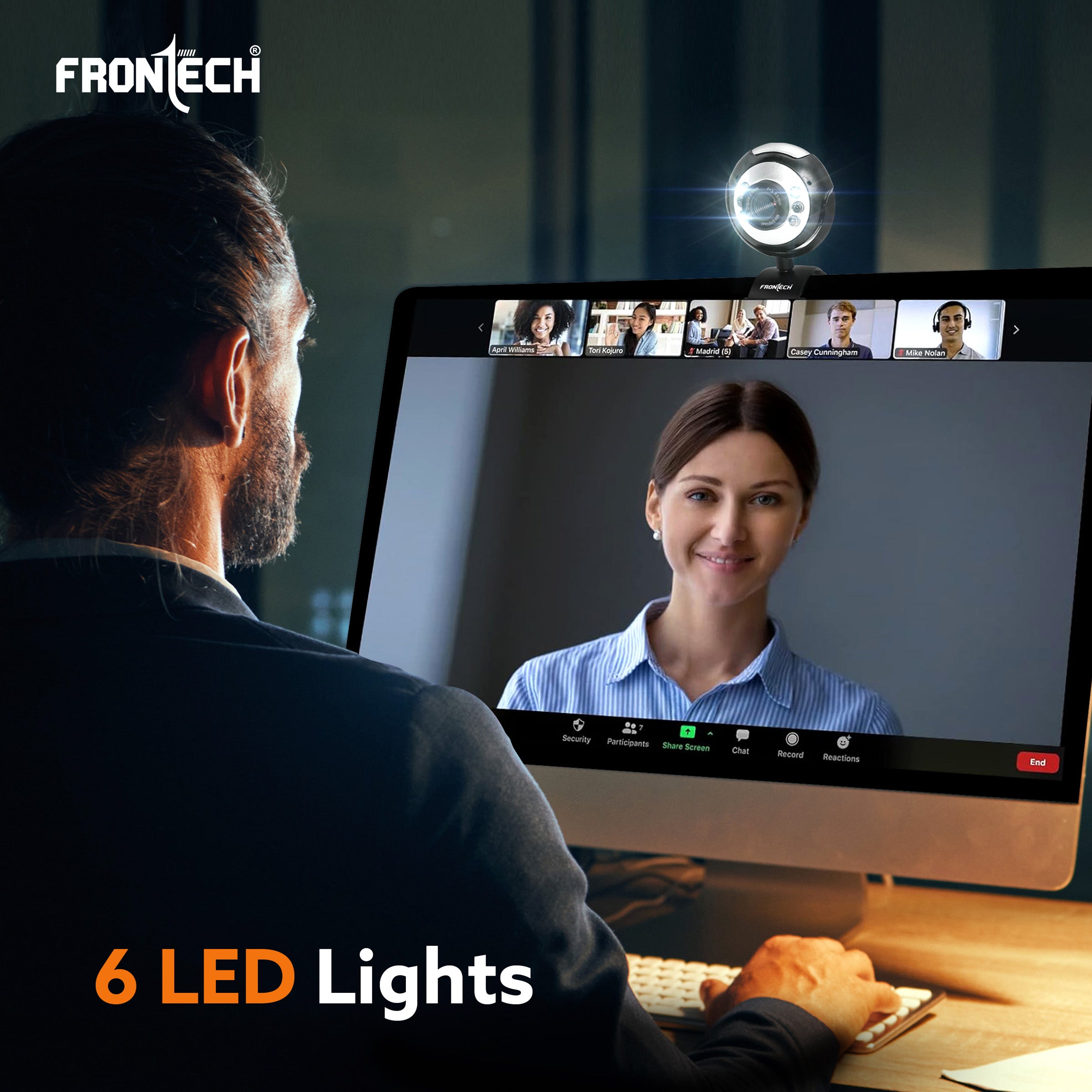 Digital Webcam with Built-in Mic & LED Lights (2251)
