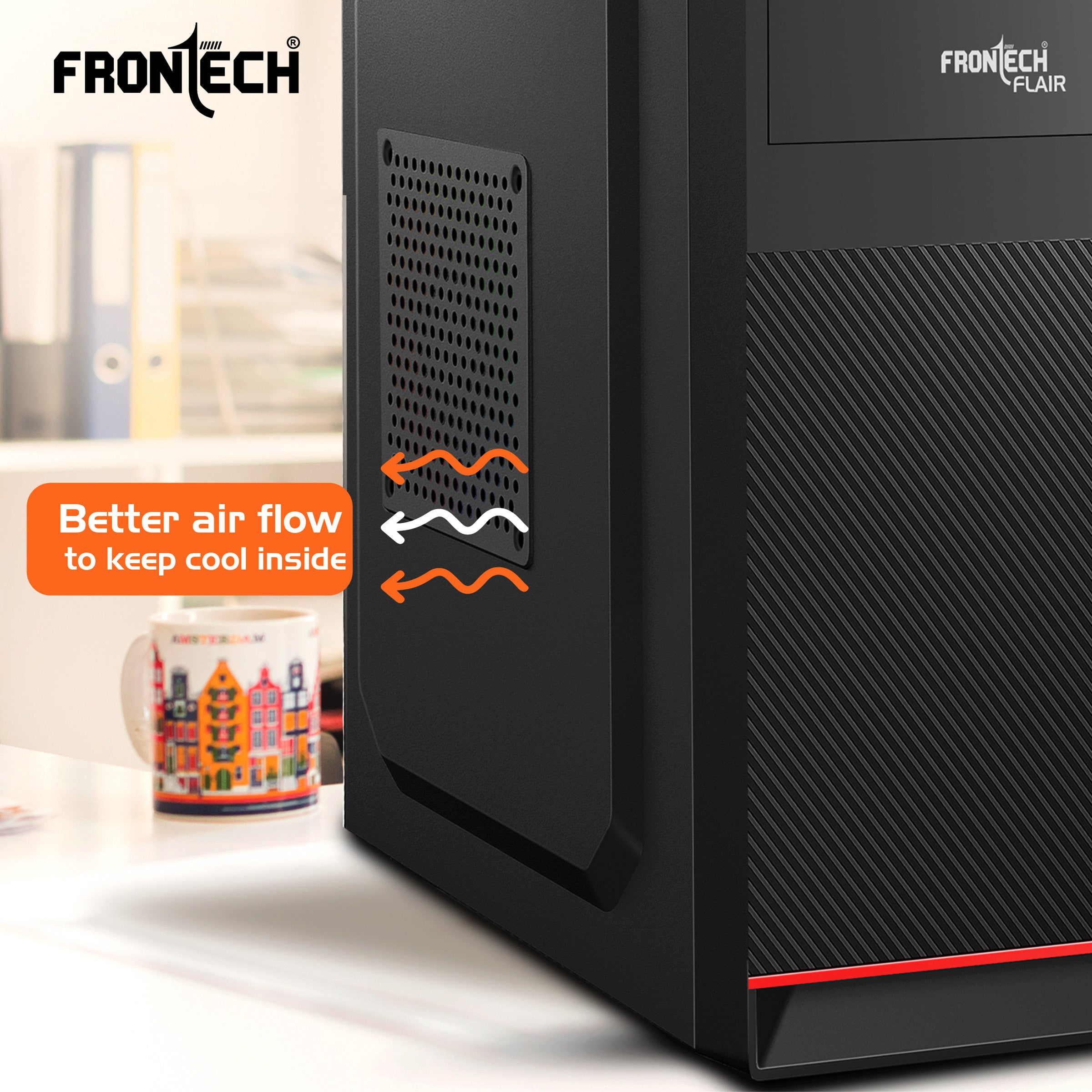 Flair Silver Range ATX Cabinet | Front Audio, 2x Front USB 2.0 Ports (FT-4278)