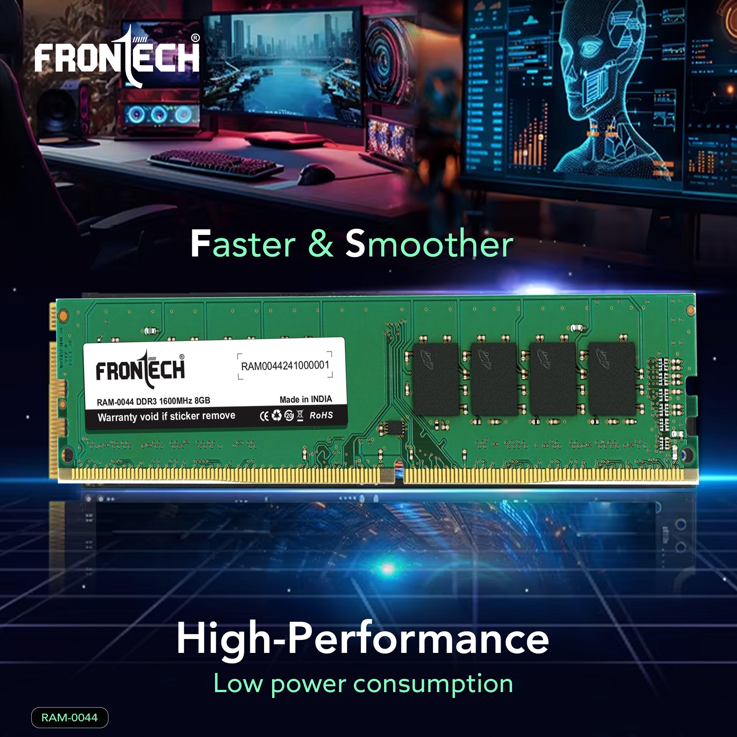 Frontech RAM-0044 DDR3 1600MHz 8GB | Premium Performance, Proudly Made in India | Warranty Assured