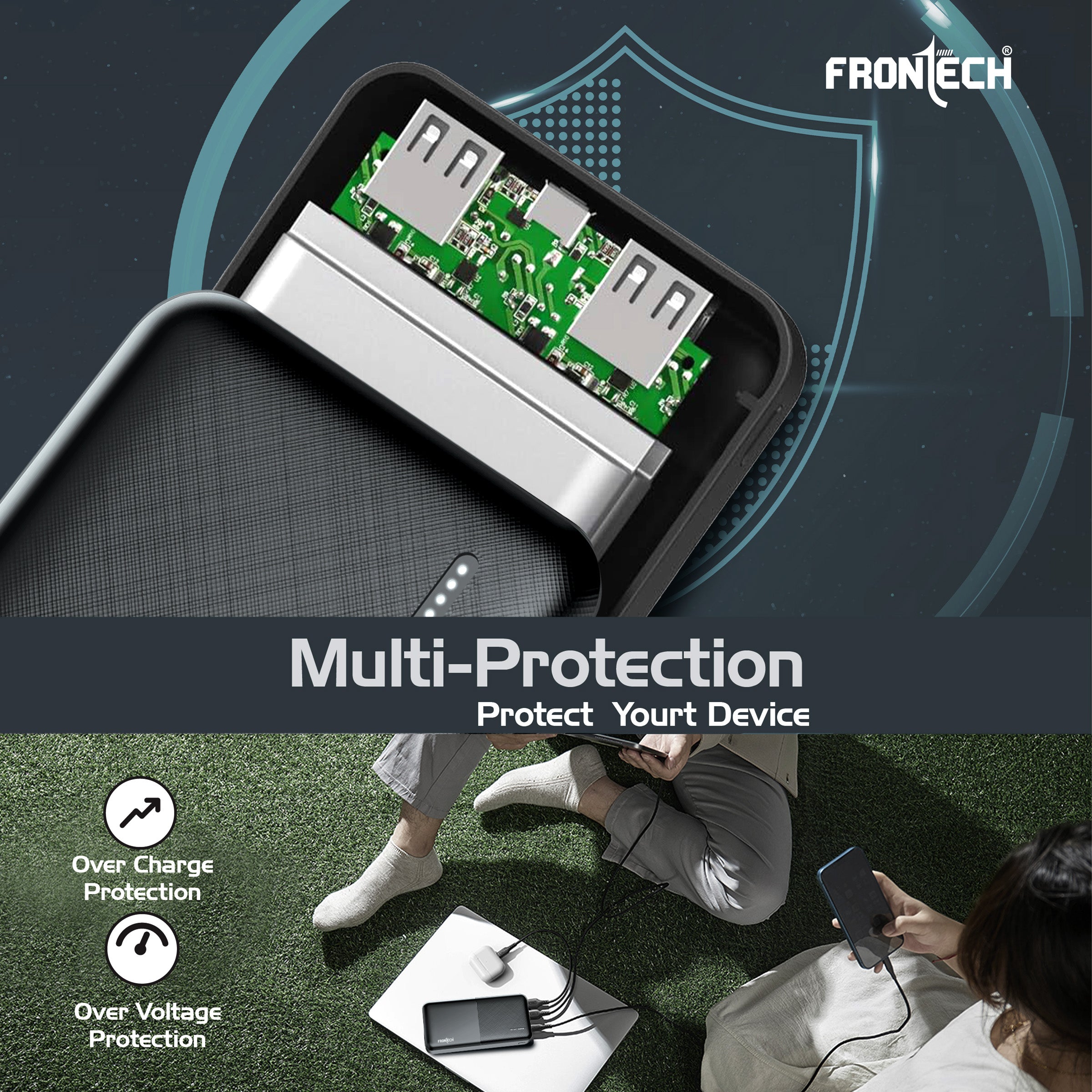 10000 mAh Li-ion Power Bank with LED Indicator, Dual USB (PB-0007)