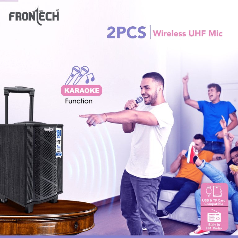 Nocturn Pro Trolley Speaker | 150W Power | Dual Wireless Mics | Multi-Input (SW-0211)