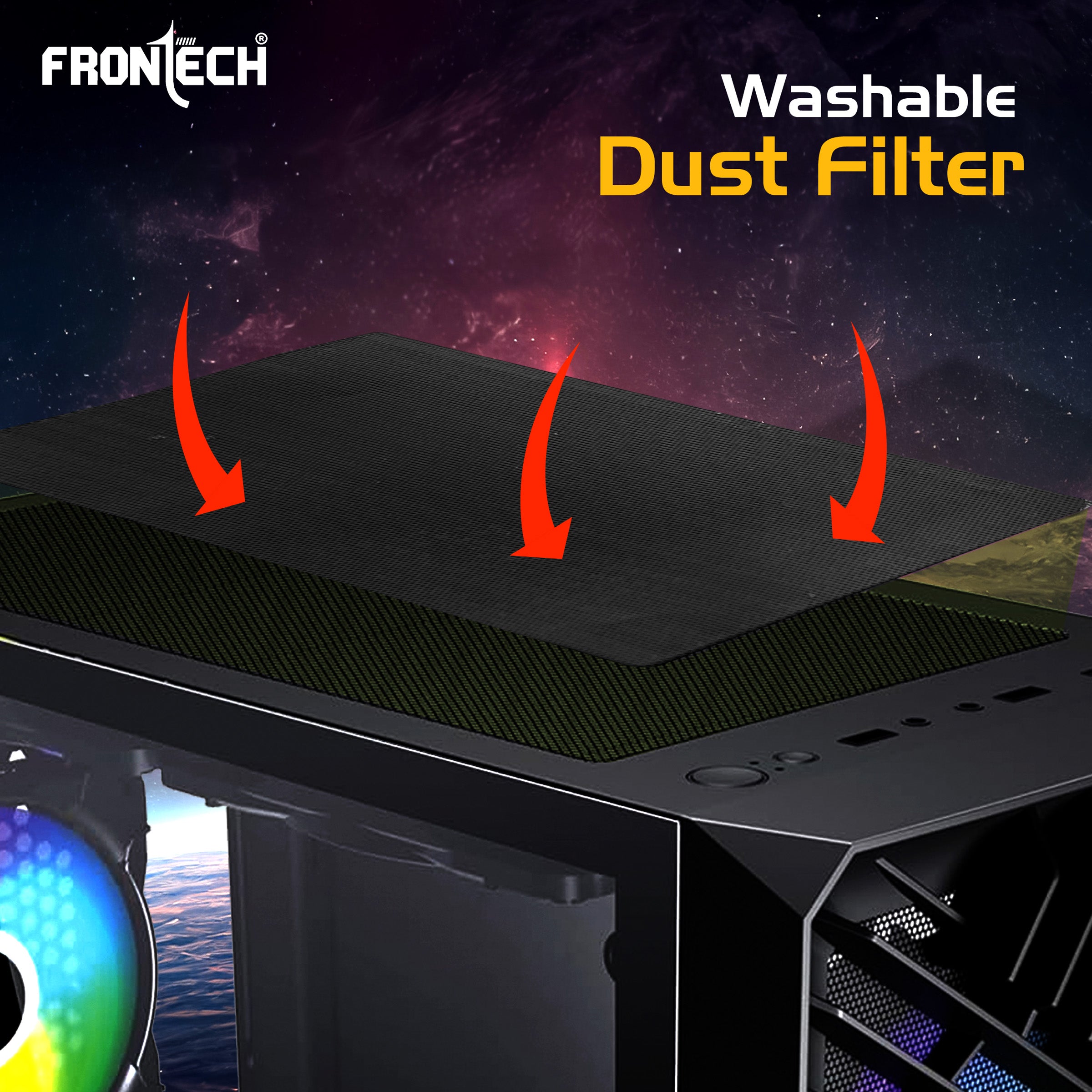 FRONTECH WAR MACHINE FT-4349 Gaming Computer Case with 4x120mm LED Fans & Acrylic Side Panel.