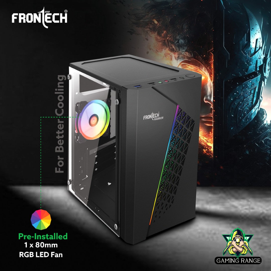 Warrior Gaming Cabinet | 1 x 80 mm LED Fan| 2XUSB 1.0 & USB 3.0 (FT-4345)