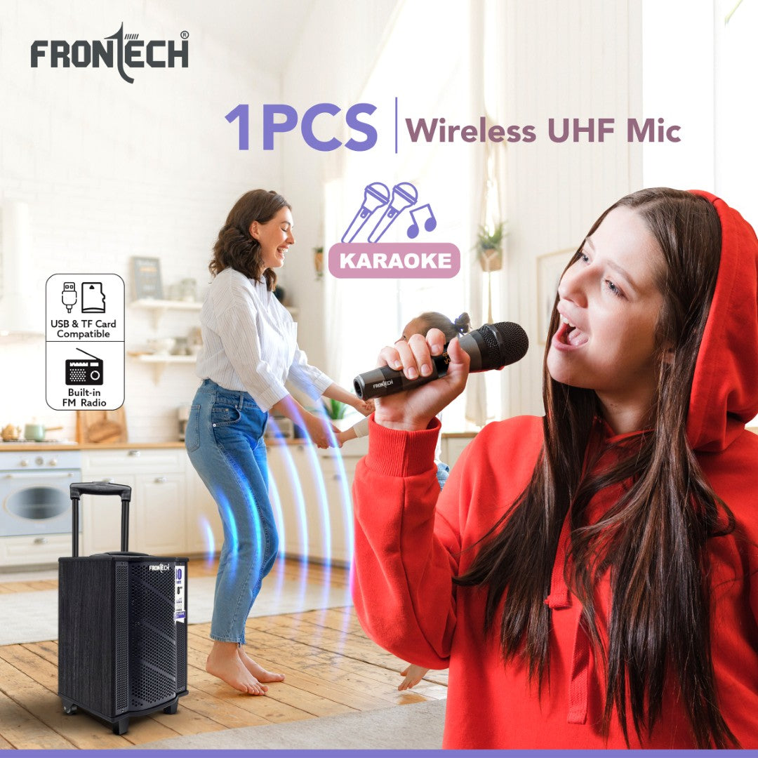 Nocturn Lite 80W Trolley Speaker | Wireless Mics, USB/BT/FM, Guitar & MIC Input, Rechargeable (SW-0221)