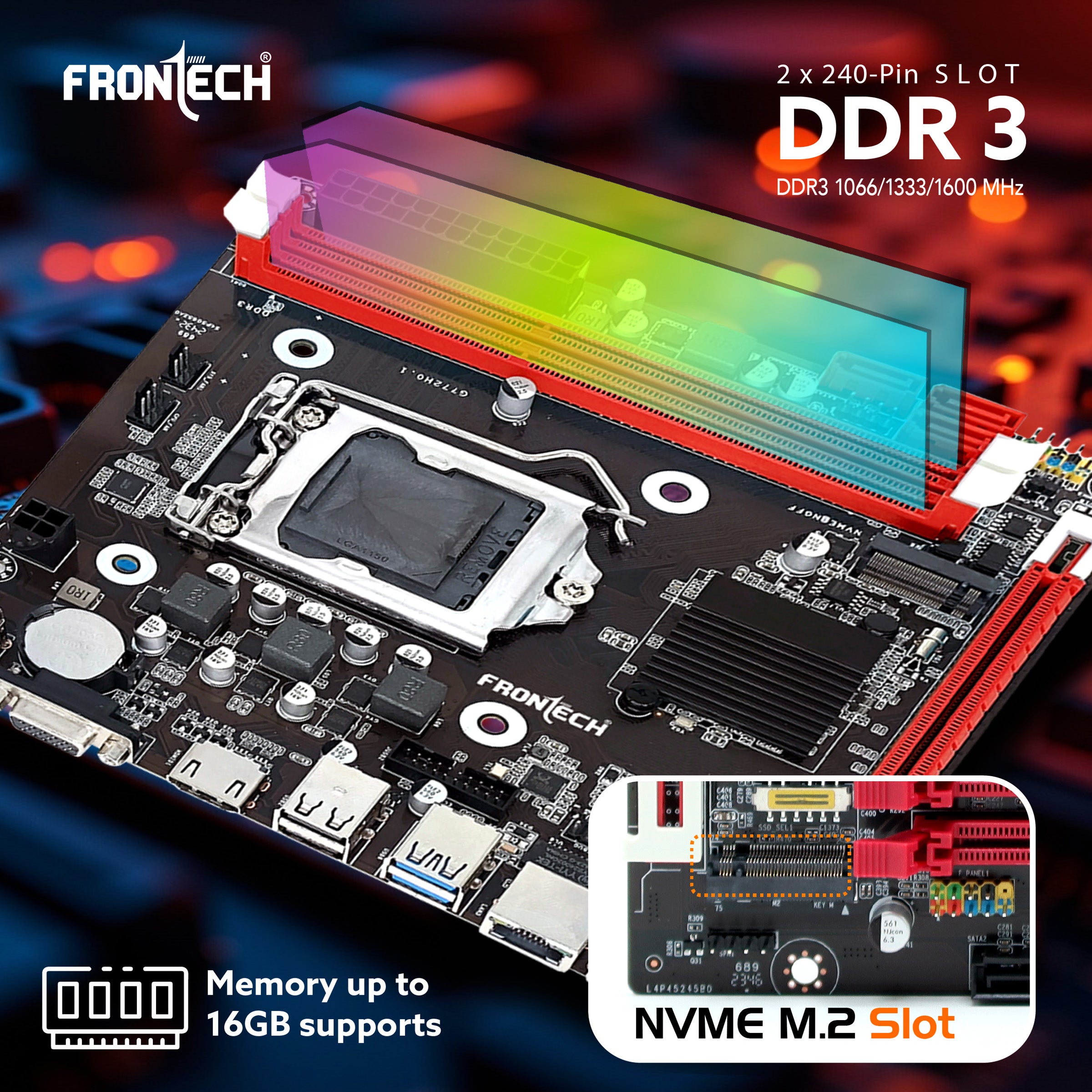 Frontech ProSeries H81 ATX Motherboard - Support Intel | AMD Processor,DDR4 | DDR5,PCIe Slots,LAN, Multiple USB Ports, HDMI | DisplayPort outputs