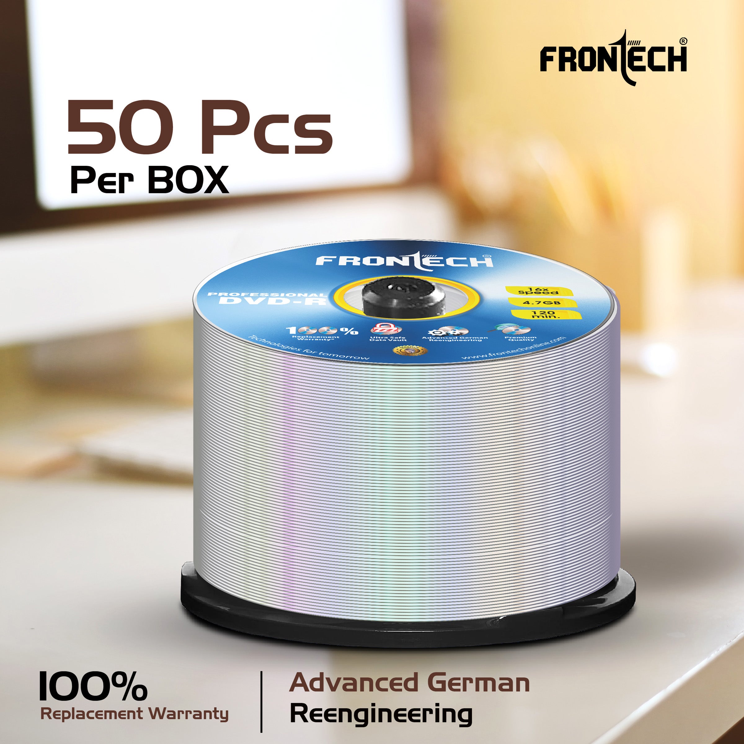 Professional DVD 4.7GB Media 120 Mins 16X Multi Speed - Pack of 50 (DVD-0003)