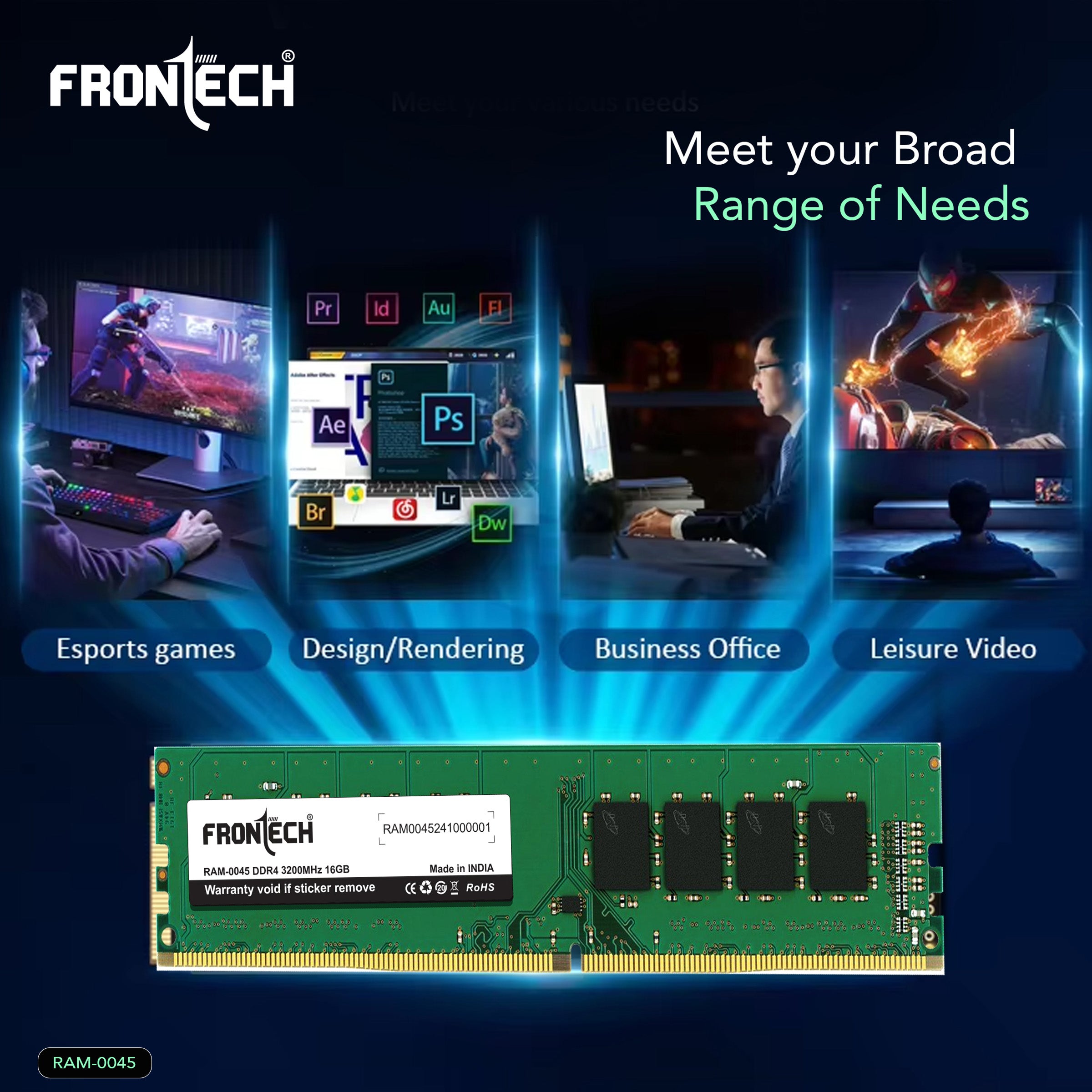 Frontech DDR4 3200MHz 16GB RAM – Blazing Speed, Indian Craftsmanship, Unmatched Reliability