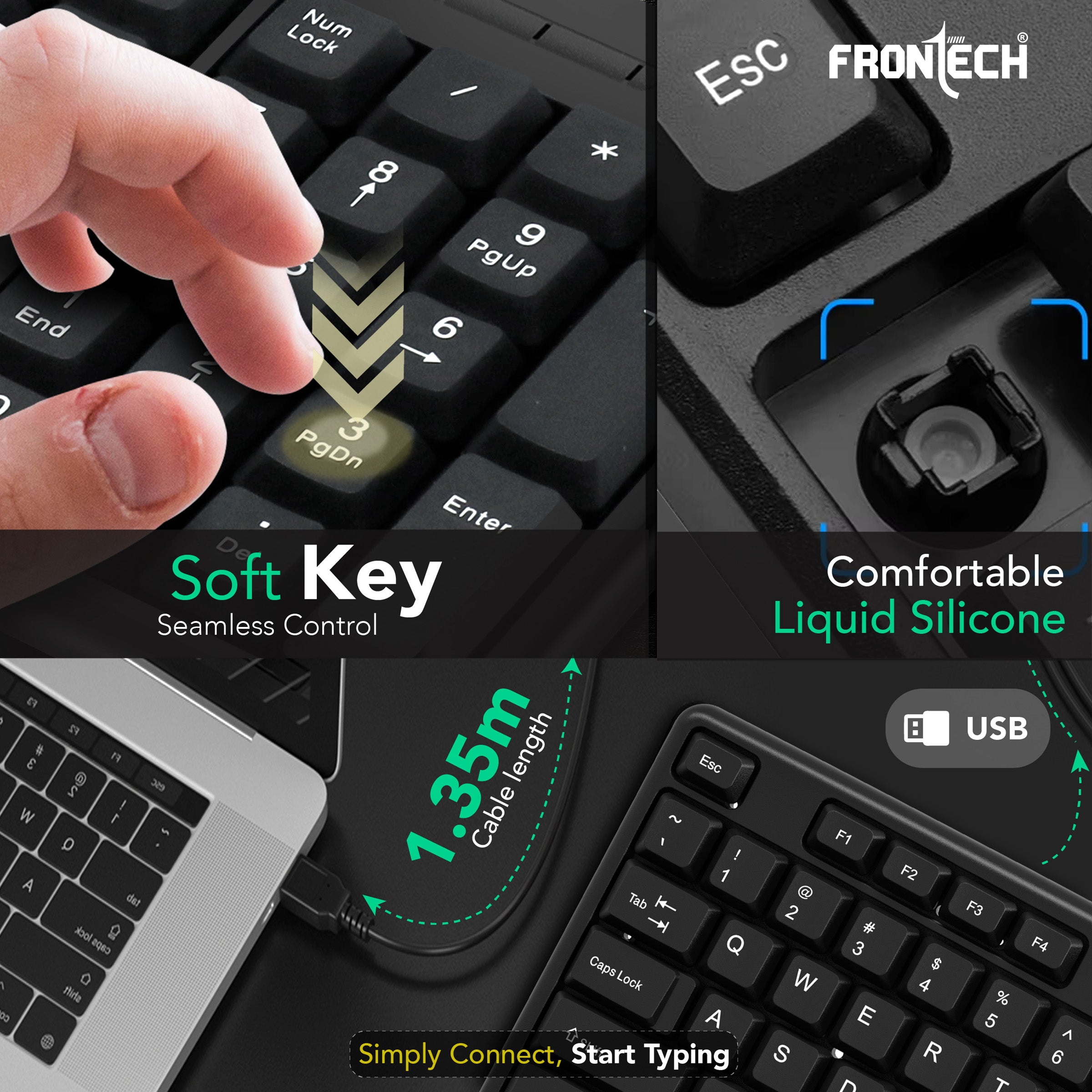 Wired Membrane Keyboard & Mouse Combo Pack (1692)