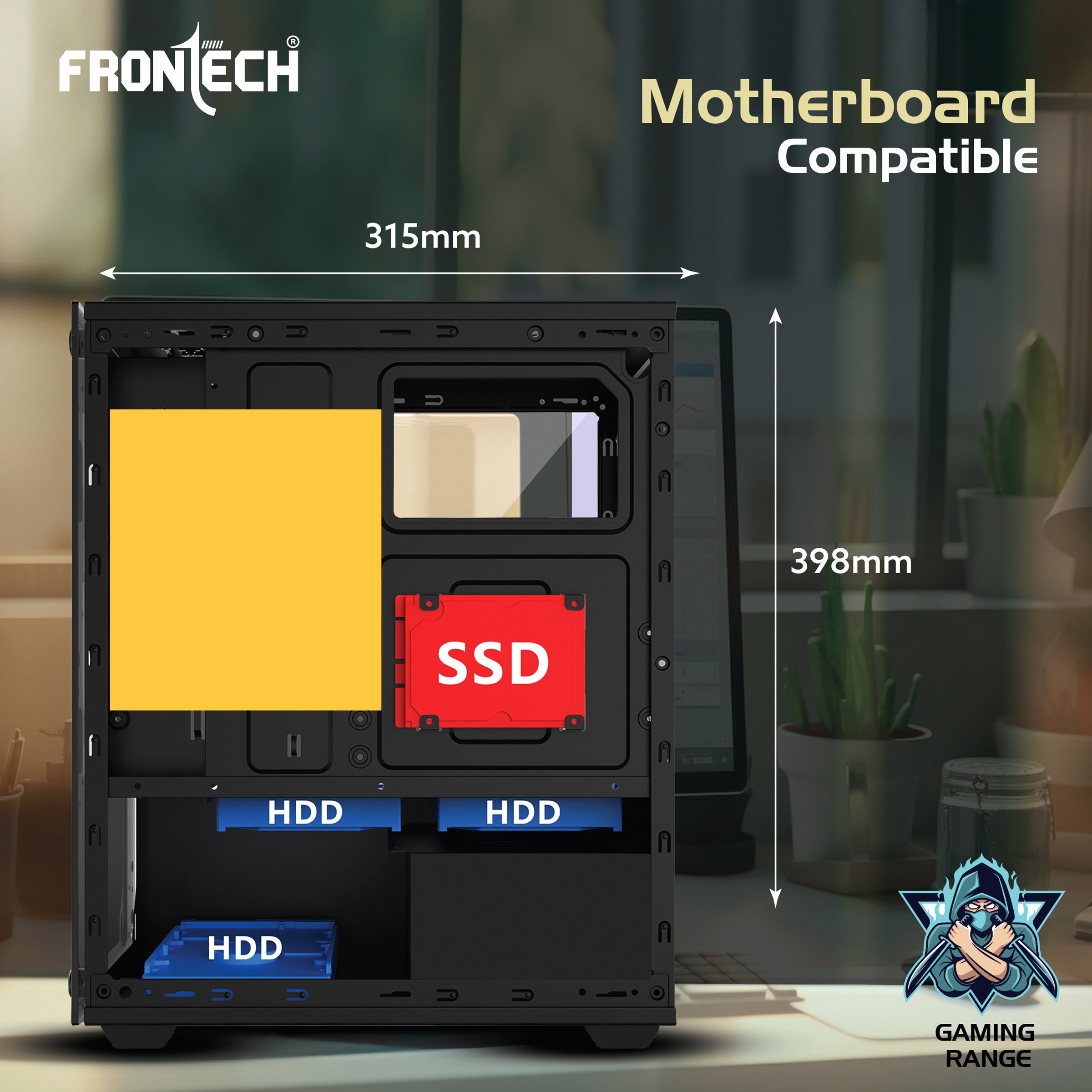 And Gaming ATX Cabinet | Front & Side Glass Panel, 4x 120mm RGB Fans, USB 1.1 & USB 3.0 Ports (FT-4342)