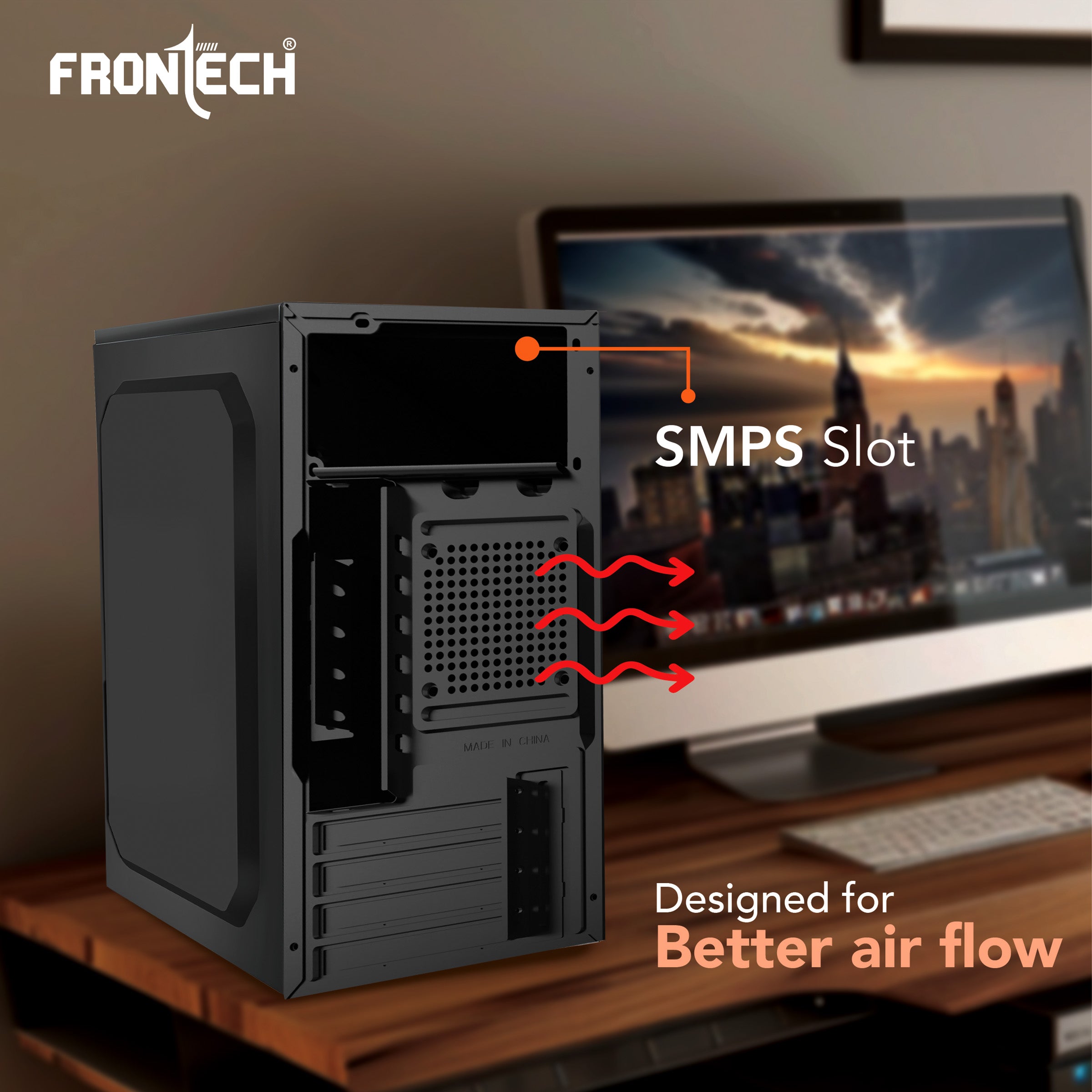 Frontech FT-4373 TRIVEX: Dual USB and Front Audio Mid-Tower Case | The Sleek and Powerful PC Case.