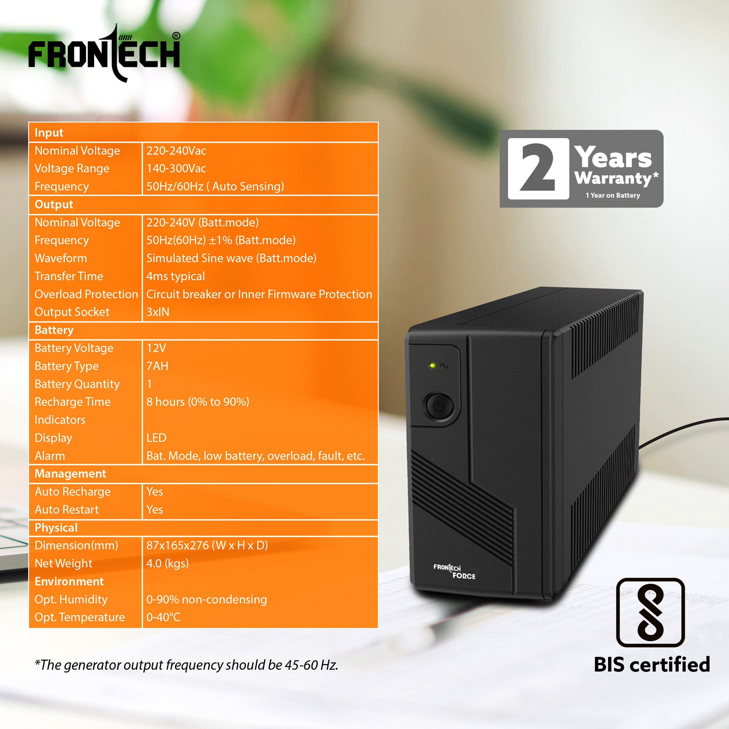 UPS Force Static Converter - 600VA/360W (2569)