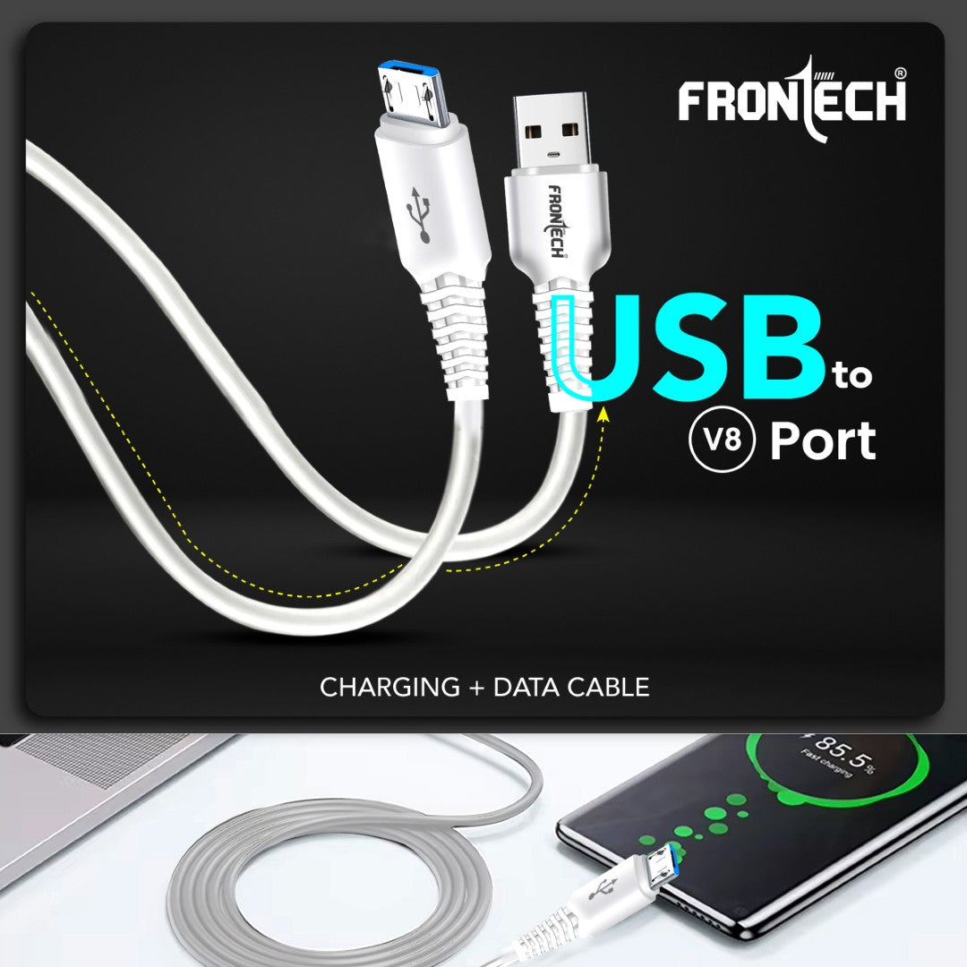 12W Fast Charging 1M Braided USB to V8 Cable | Data Sync | Durable & Versatile (1021)