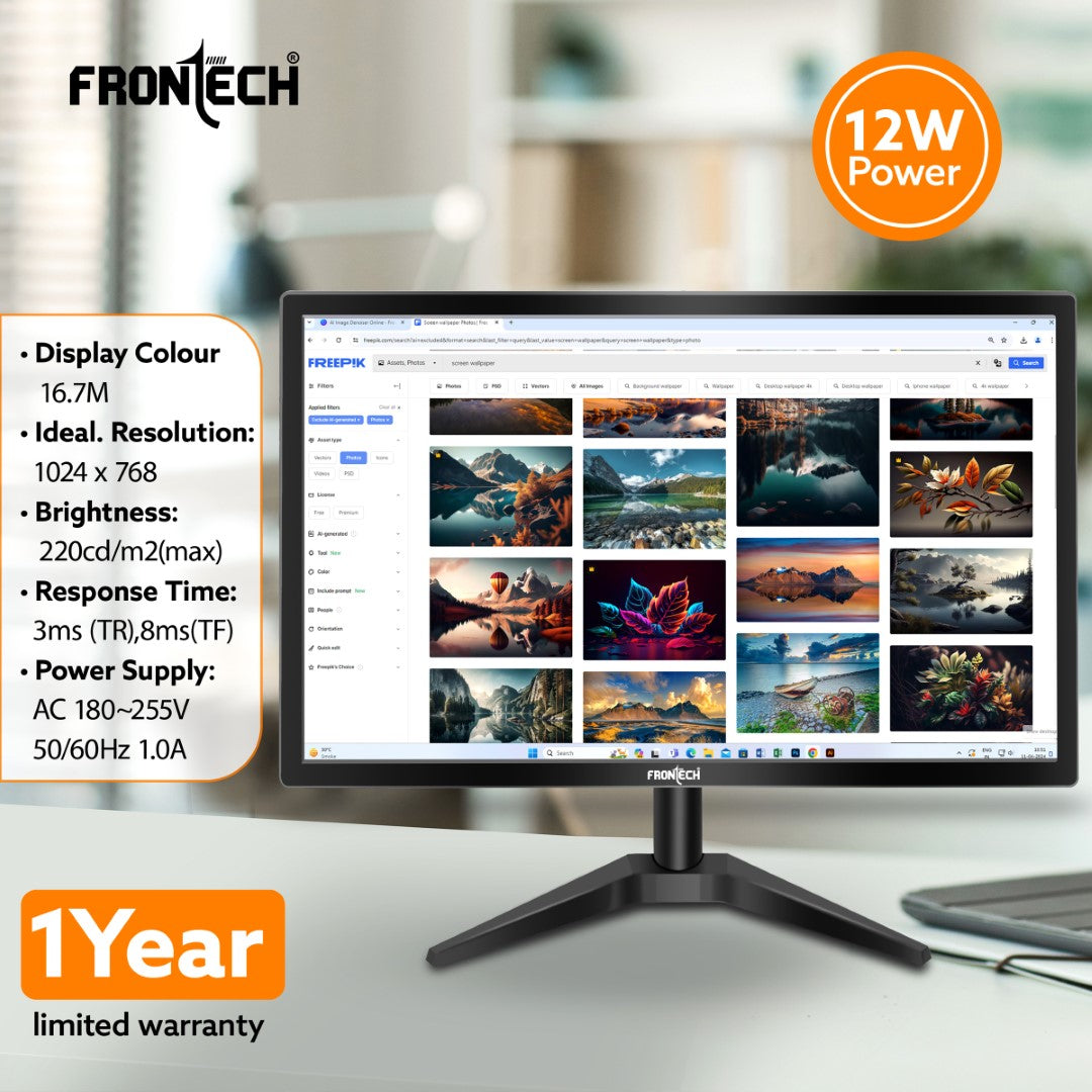 17.1'' HD LED Monitor | 60Hz, 1440x900 | Slim & Stylish (MON-0066)