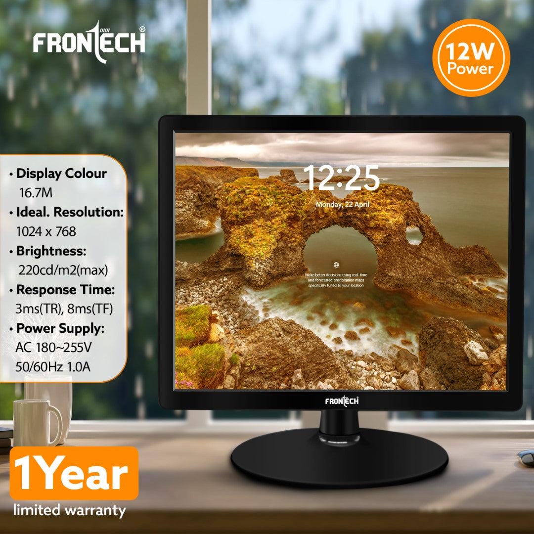 15'' HD LED Monitor | 60Hz, 1024x768 | Slim & Stylish (MON-0067)