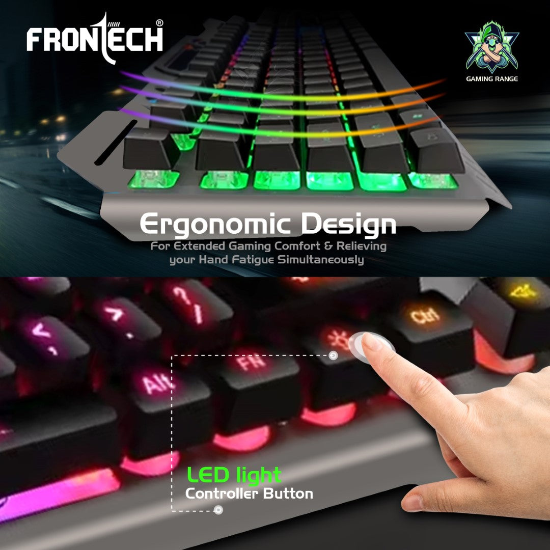 Wired Gaming Keyboard | 104 Keys | Rainbow Backlight | USB Plug & Play (KB-0049)