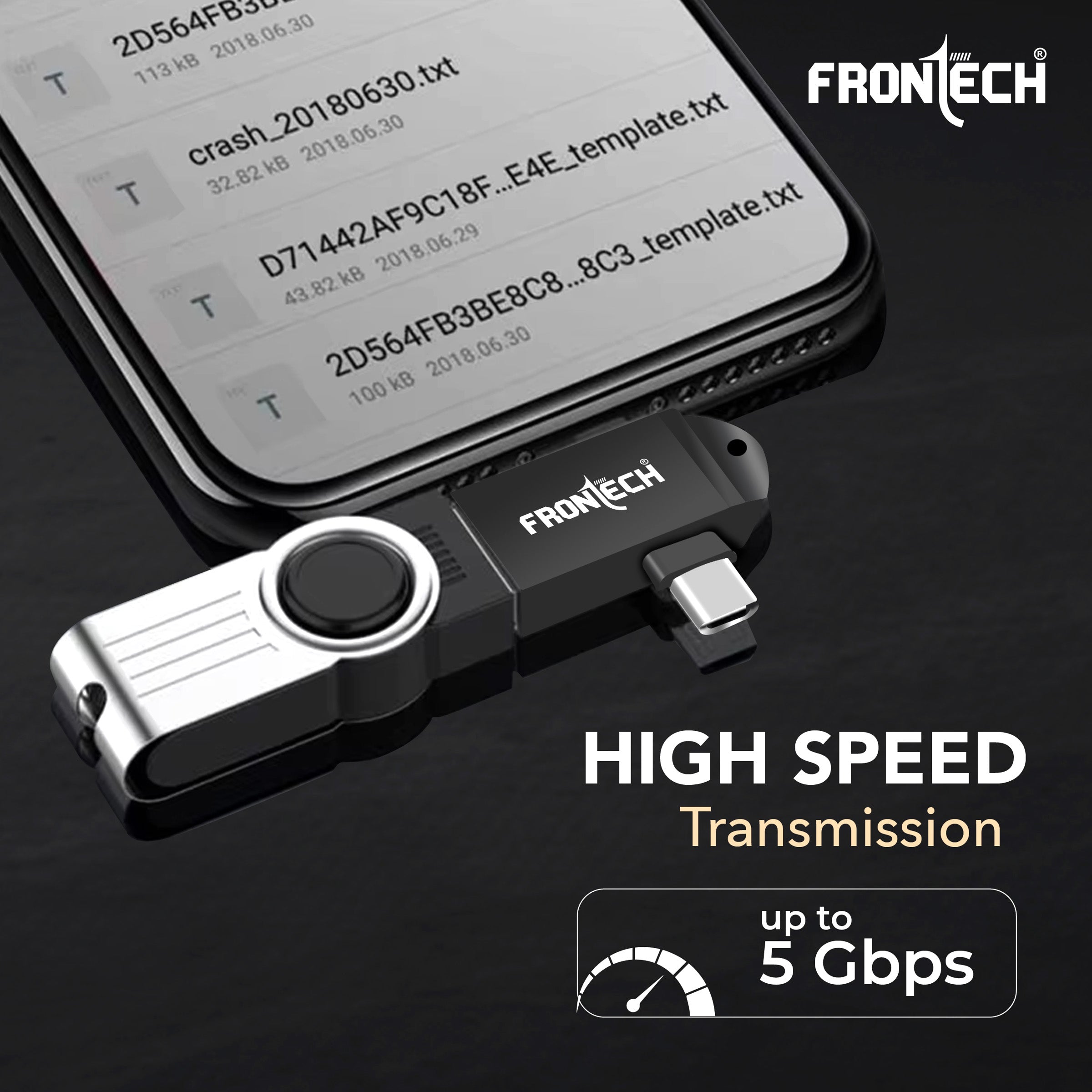 Frontech Dual Interface OTG Converter – USB to Type-C & 8-Pin Converter for Android & iOS (NC-0046).