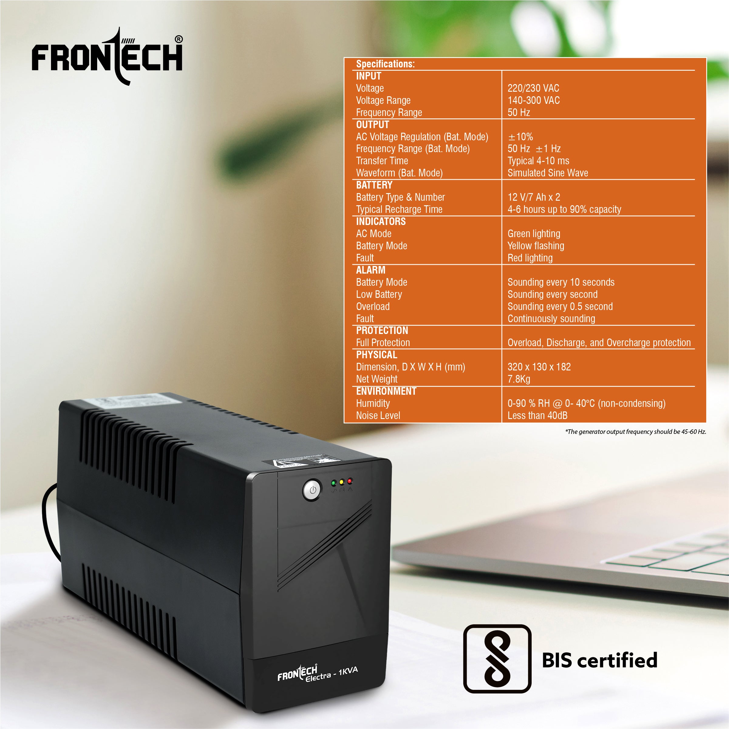 UPS Electra Plus 1000VA/600W (2566)