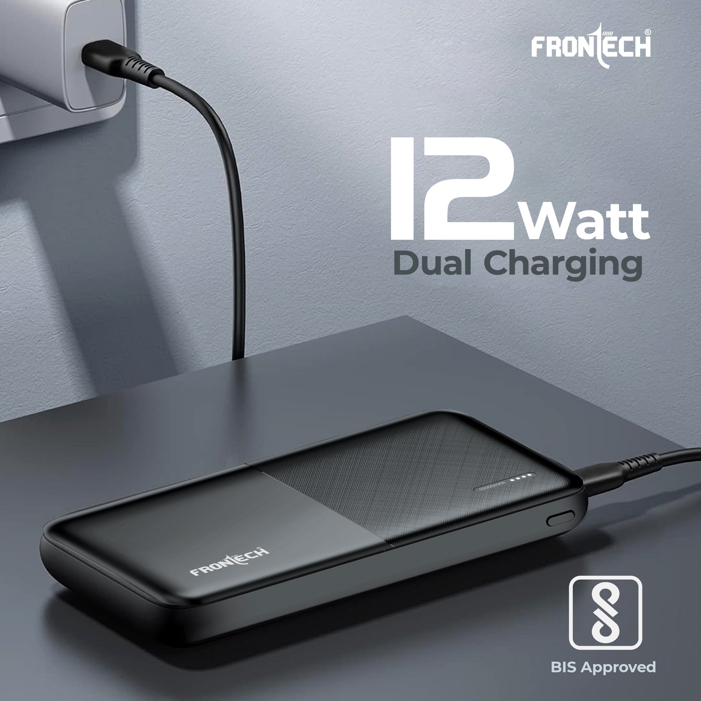 10000 mAh Li-ion Power Bank with LED Indicator, Dual USB (PB-0007)
