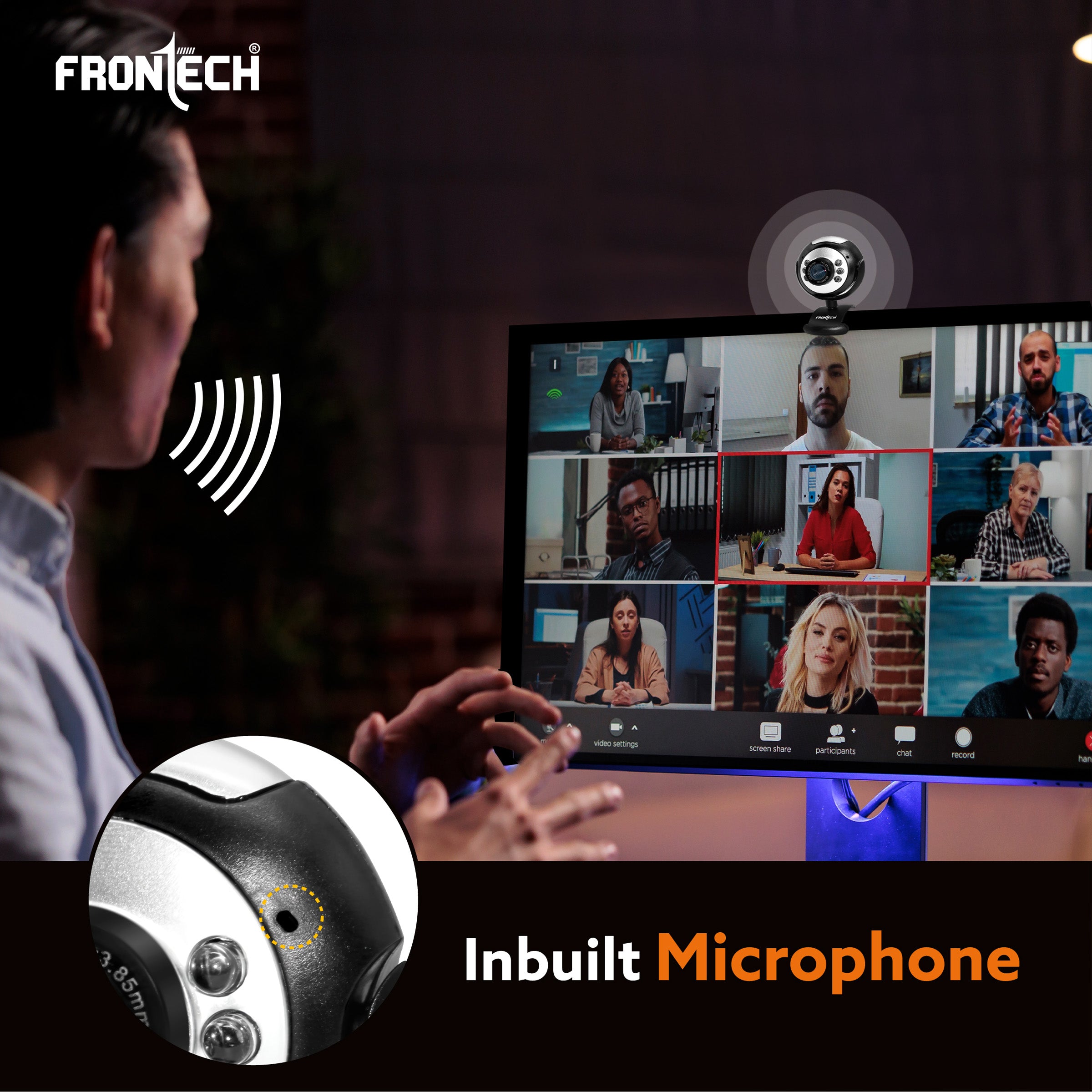 Digital Webcam with Built-in Mic & LED Lights (2251)
