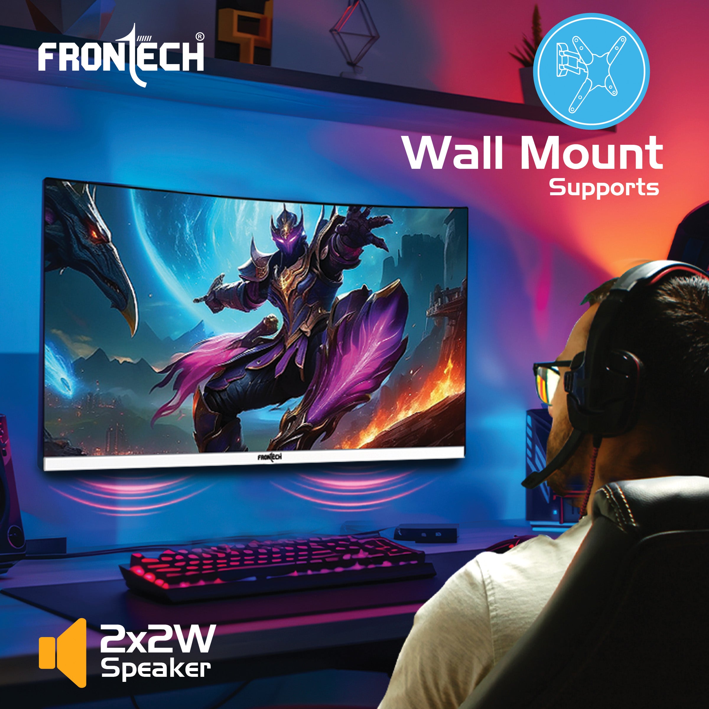 32'' Ultima Series Curved LED Monitor | 75Hz, 1920x1080 | 3000R Curve, Bezel-Less Design with Built-in Speaker (MON-0073)