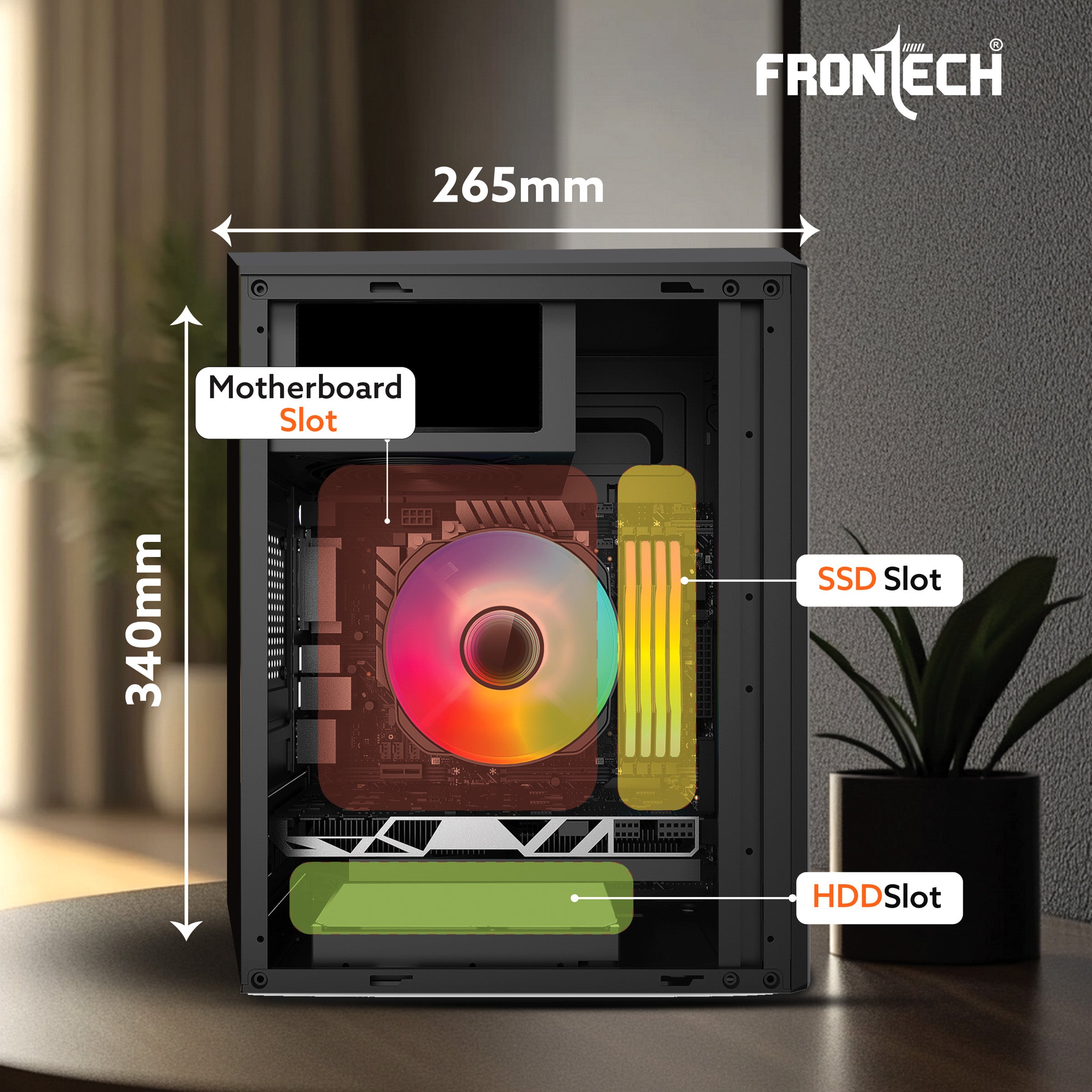 Frontech FT-4373 TRIVEX: Dual USB and Front Audio Mid-Tower Case | The Sleek and Powerful PC Case.