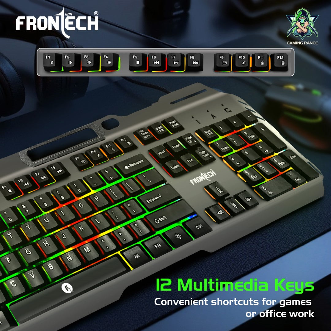 Wired Gaming Keyboard | 104 Keys | Rainbow Backlight | USB Plug & Play (KB-0049)