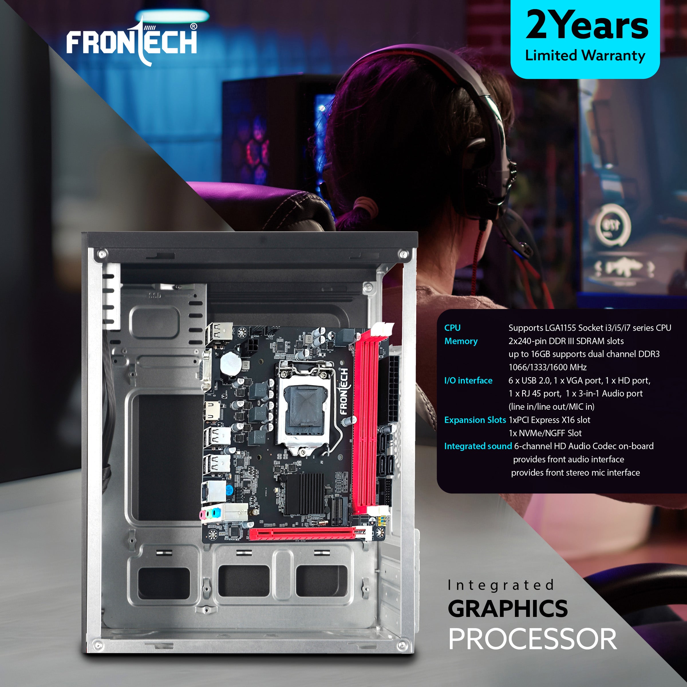 H61 Motherboard | Intel H61 Chipset, LGA1155, Dual DDR3, SATA 2.0, PCIe, HD Audio (FT-0491)