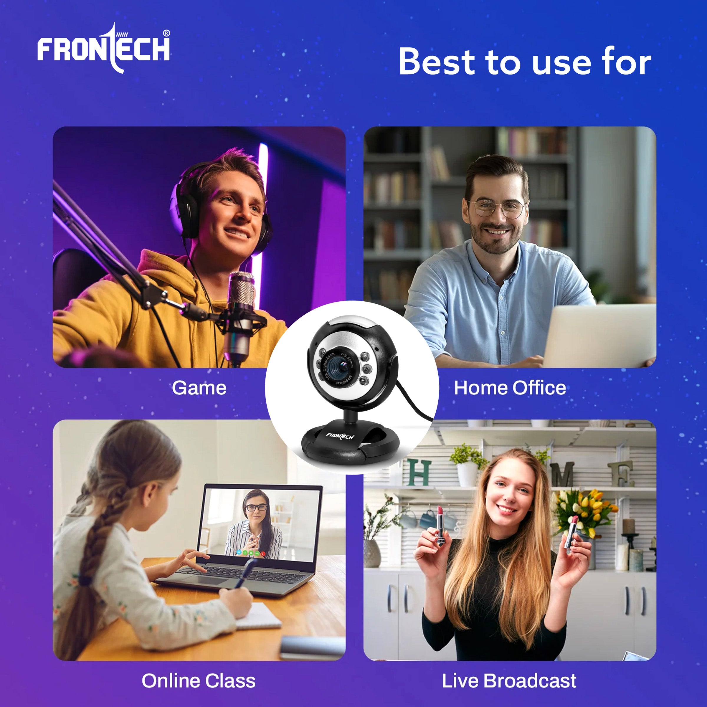 Digital Webcam with Built-in Mic & LED Lights (2251)