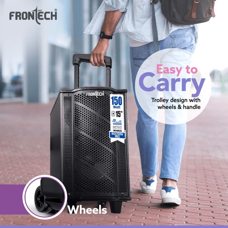Nocturn Pro Trolley Speaker | 150W Power | Dual Wireless Mics | Multi-Input (SW-0211)