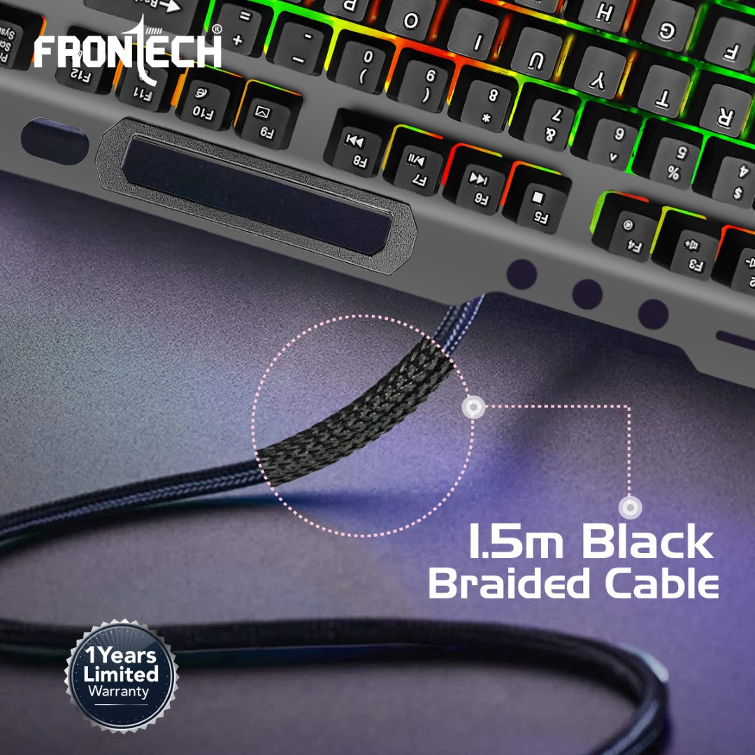 Wired Gaming Keyboard | 104 Keys | Rainbow Backlight | USB Plug & Play (KB-0049)