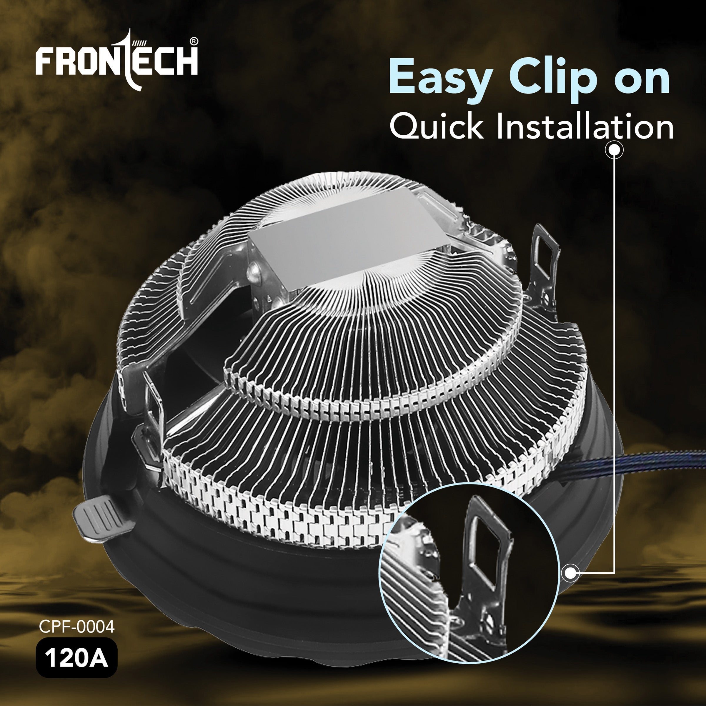Frontech RGB CPU Cooler with Heatsink, 120mm Silent Fan, 1500 RPM, Hydraulic Bearing, 3-Pin 12V Connector, Supports Intel LGA 1700/1200/115x & AMD AM5/AM4 Sockets – (CPF-0004)