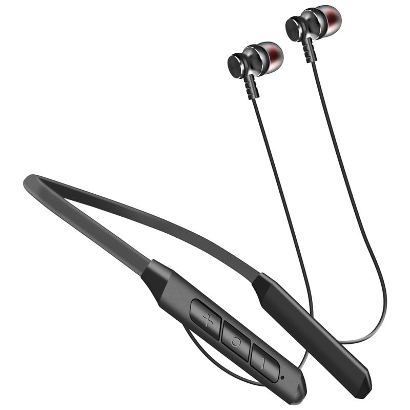 Wireless Neckband | 20 Hours Playback, Bluetooth 5.0 (EF-0068,Black)