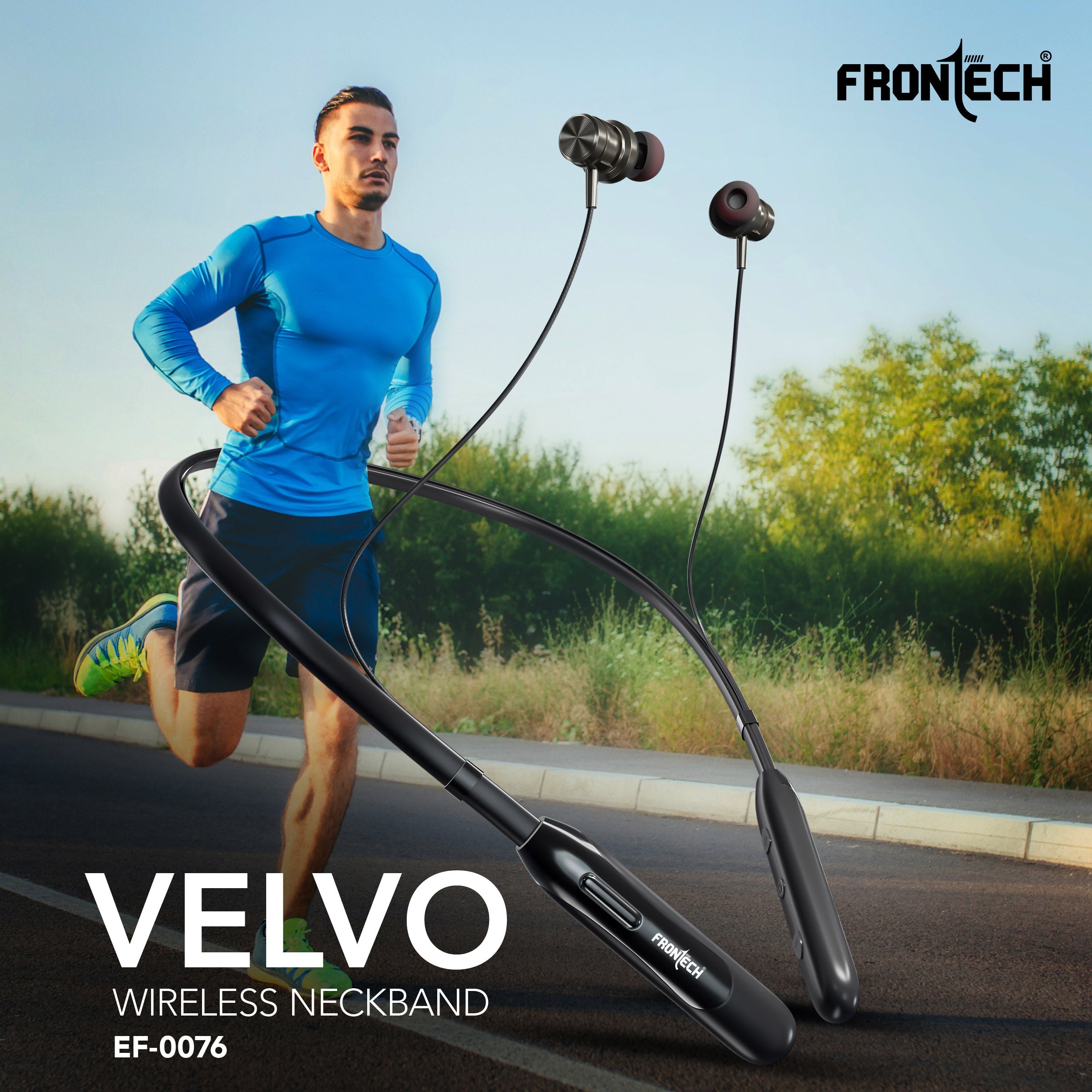 Frontech Wireless Neckband | 25H Playback | Bluetooth 5.1 | 10m Range | Magnetic Earbuds | 1Hr Fast Type-C Charging (EF-0076)