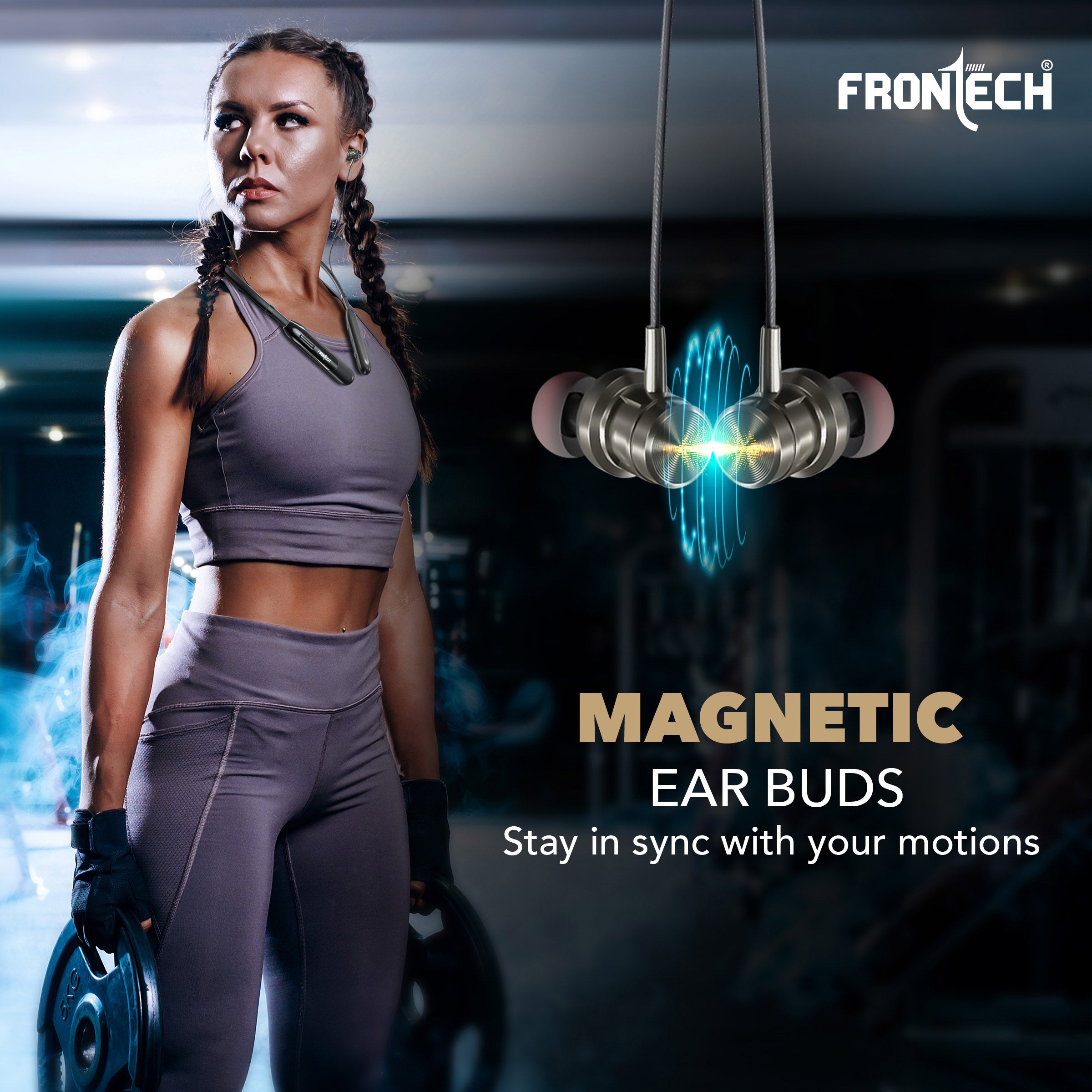 Frontech Wireless Neckband | 25H Playback | Bluetooth 5.1 | 10m Range | Magnetic Earbuds | 1Hr Fast Type-C Charging (EF-0076)