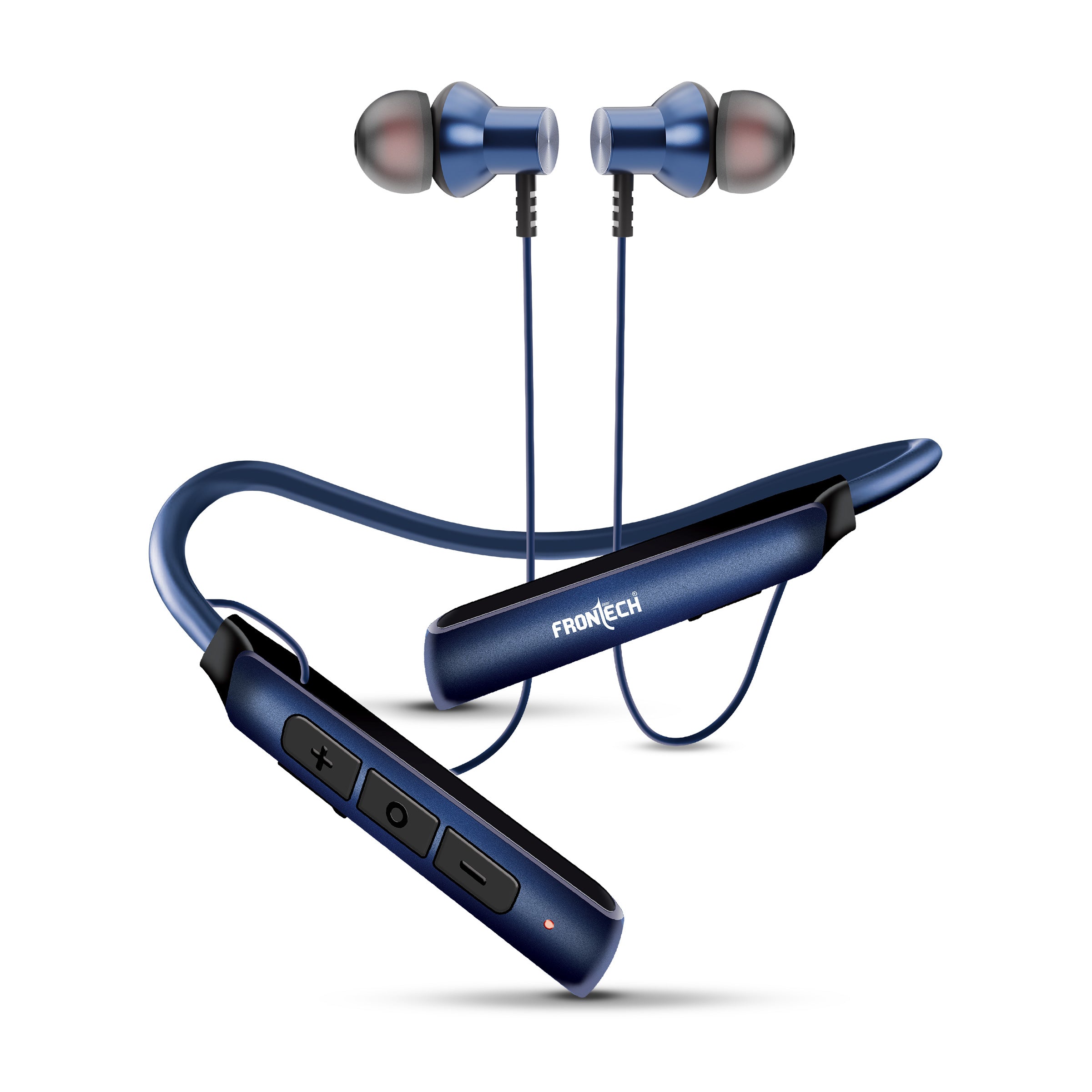 Frontech ELYX Wireless Bluetooth 5.0 Neckband Earphones | 36H Playtime, 360H Standby, Type-C Fast Charging, Magnetic Earbuds, 200mAh Battery, Deep Bass, Sweat-Resistant Sports Headset (EF-0079BLU).