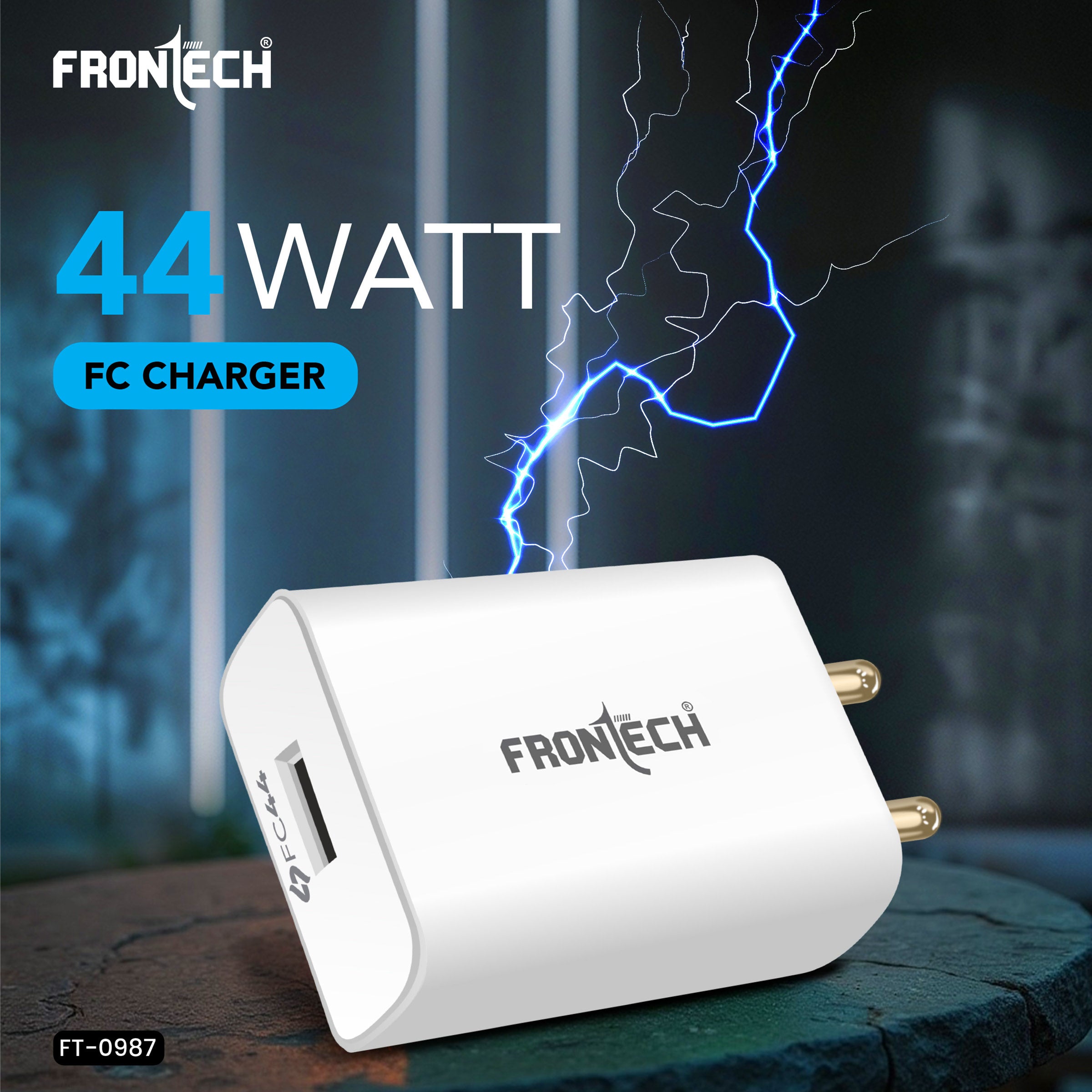 FRONTECH 44W FC Charger with Type-C Cable | Fast Charging Adapter with Smart Chip & Multi-Protection for Smartphones & Tablets(FT-0987)