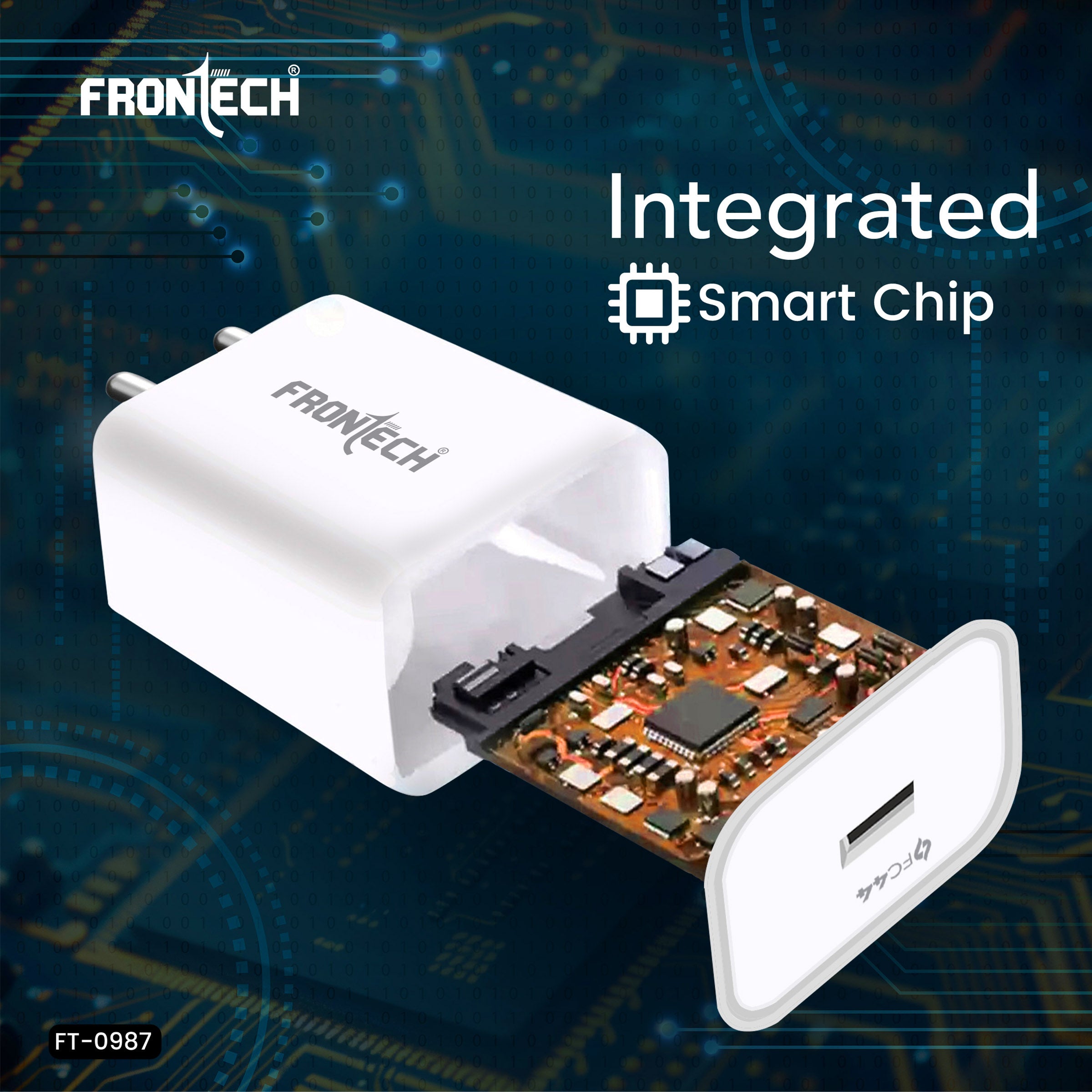 FRONTECH 44W FC Charger with Type-C Cable | Fast Charging Adapter with Smart Chip & Multi-Protection for Smartphones & Tablets(FT-0987)