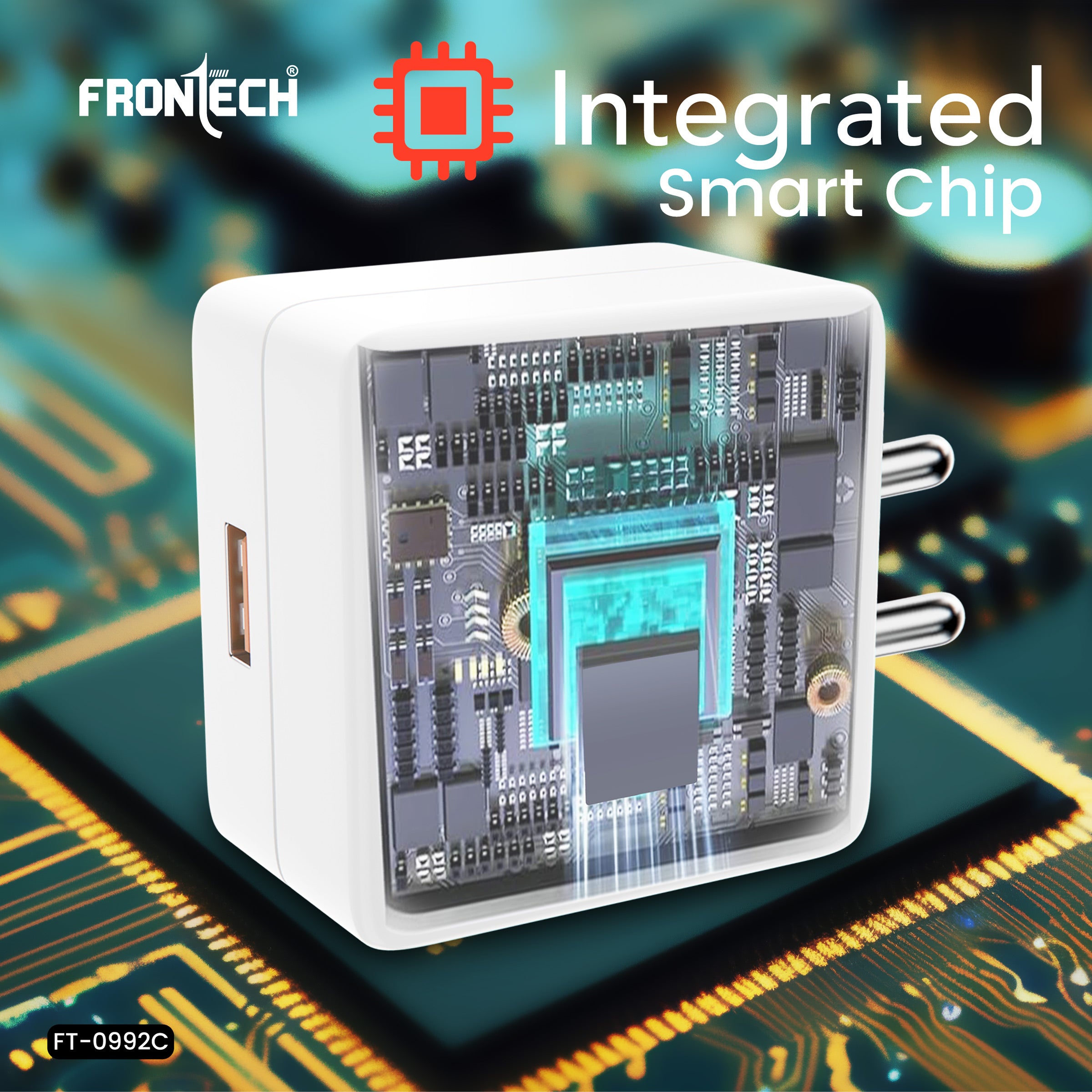 FRONTECH 80W Fast Charger with USB-C Cable | SVC80 Single USB | Type-C 80W Output | Smart Chip | Short Circuit Protection | 1m Cable | Compact & Travel-Friendly | For Smartphones, Tablets & Gadgets (FT-0992C)