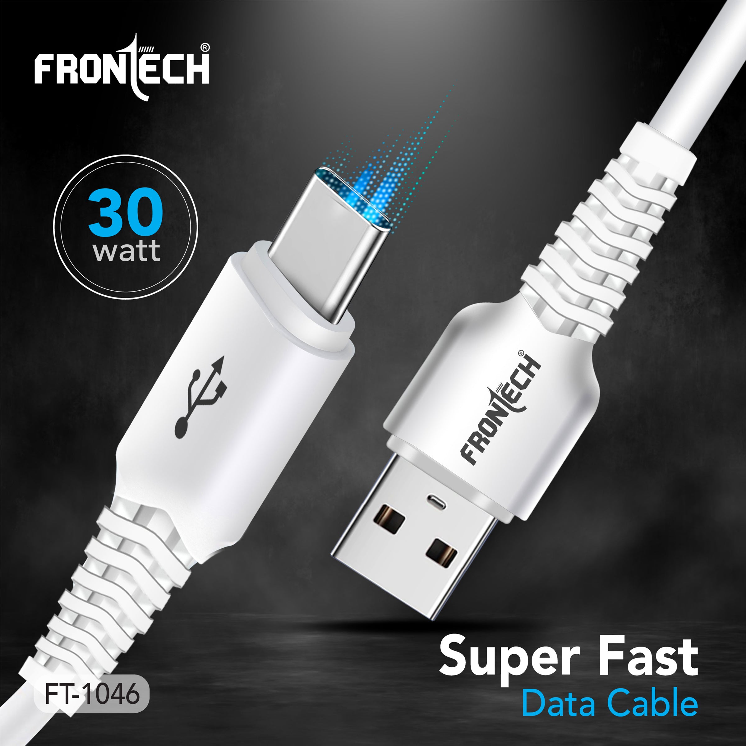 Frontech Super Fast 30W USB to Type-C Charging & Data Cable | 1.0 Meter | Durable | Bend-Resistant (FT-1046)