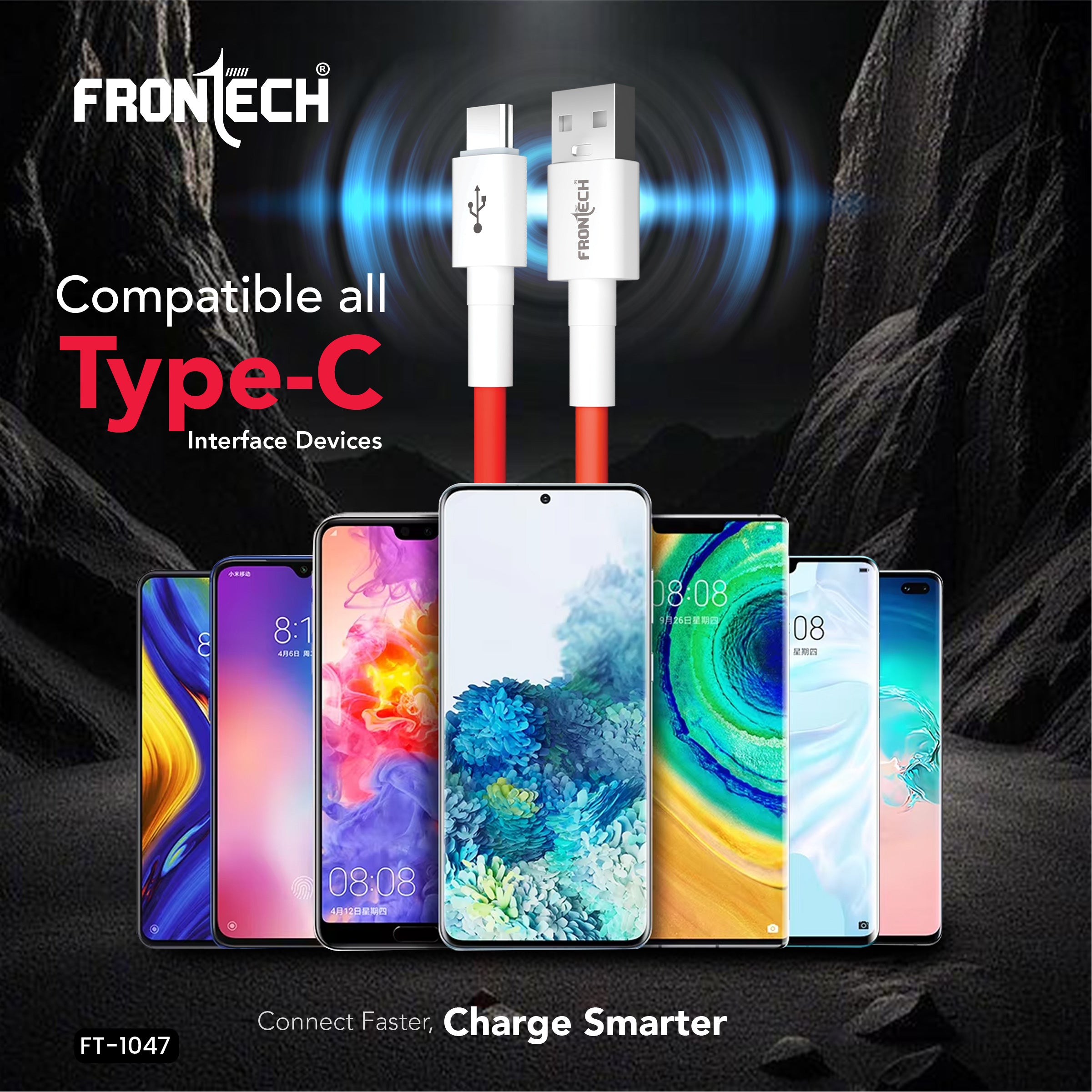 Frontech USB Type-C Fast Charging Cable | 100W Power Delivery | 1M Durable & Bend-Resistant | SuperSpeed Data Transfer | Red & White (FT-1047)