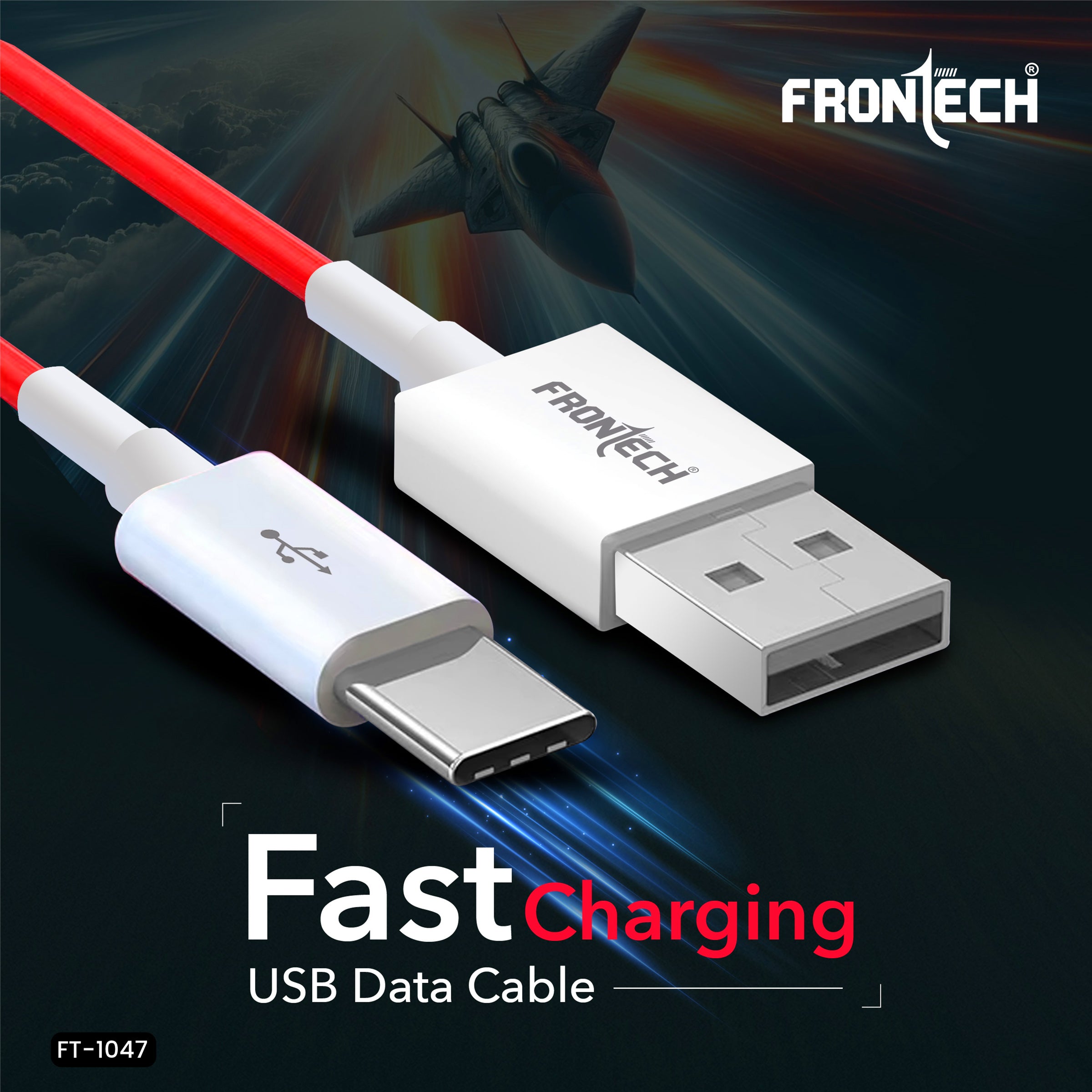 Frontech Super Fast 65W USB to Type-C Data Cable - 1.0 Meter | High-Speed Charging & Data Transfer | Durable & Bend Resistant (FT-1048)