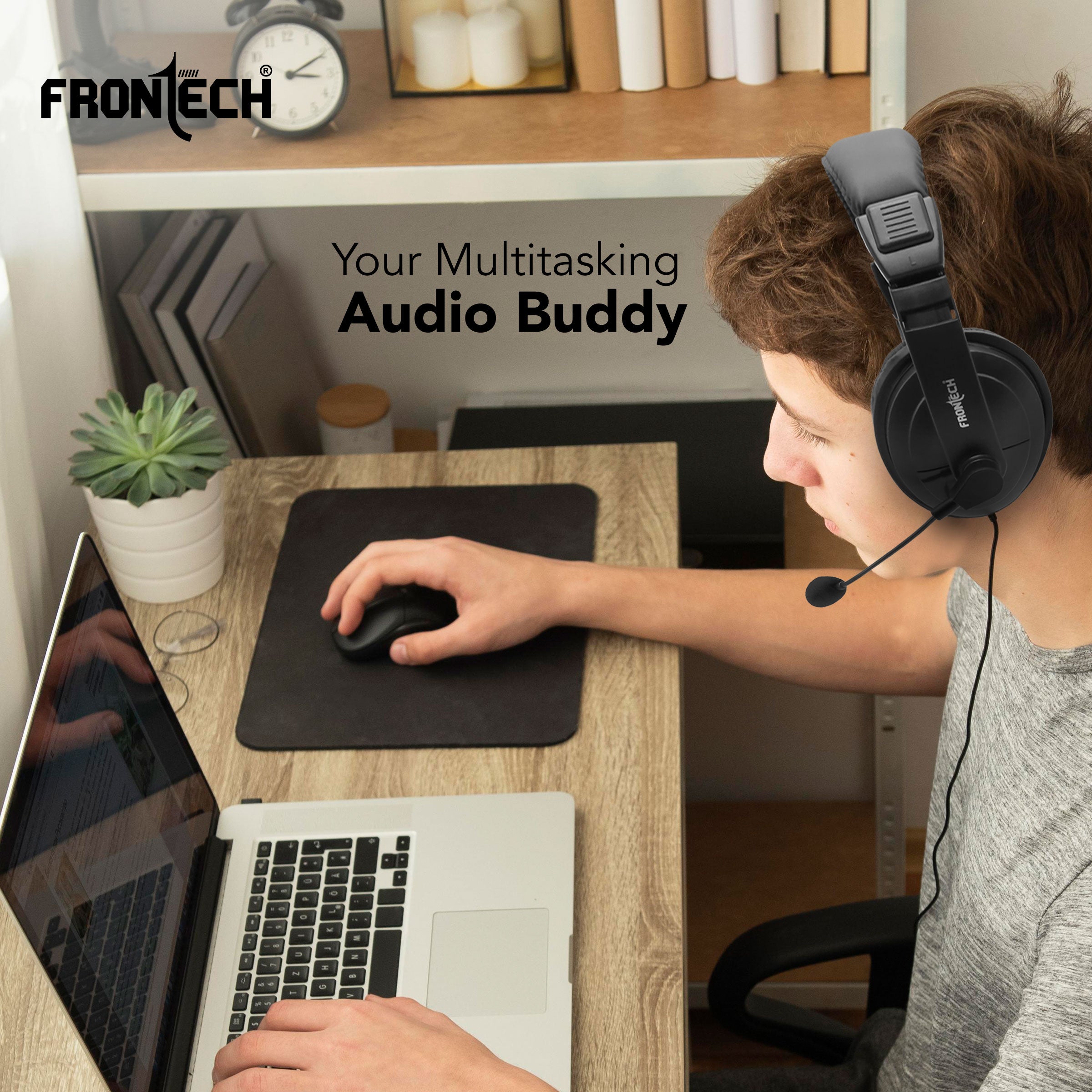 On-Ear USB Headphone | 40mm Drivers, Built-in Mic, Adjustable Boom (HF-3442)
