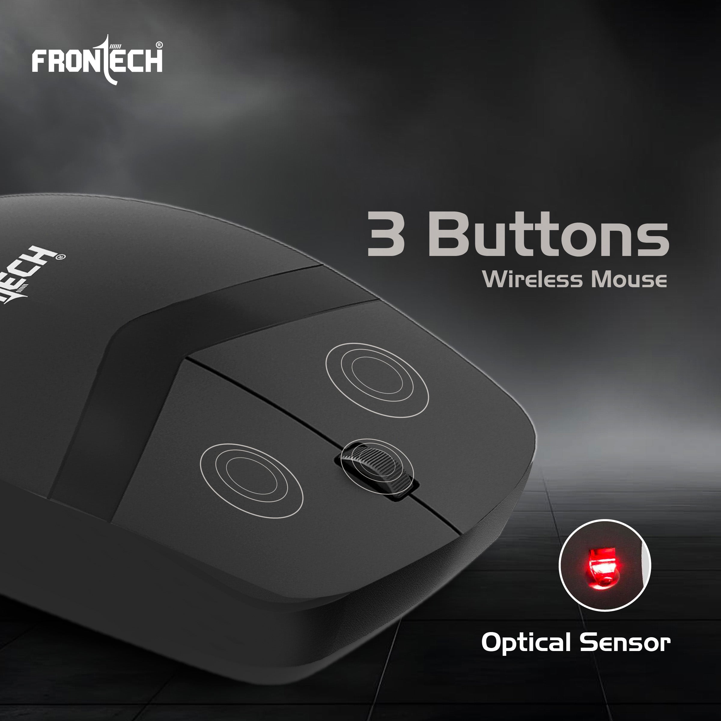 Frontech Wireless Keyboard & Mouse Combo | 2.4GHz Connectivity | 1600 DPI Mouse | 104 Keys | Power Saving | Adjustable Height | USB Nano Receiver (KB-0027P)