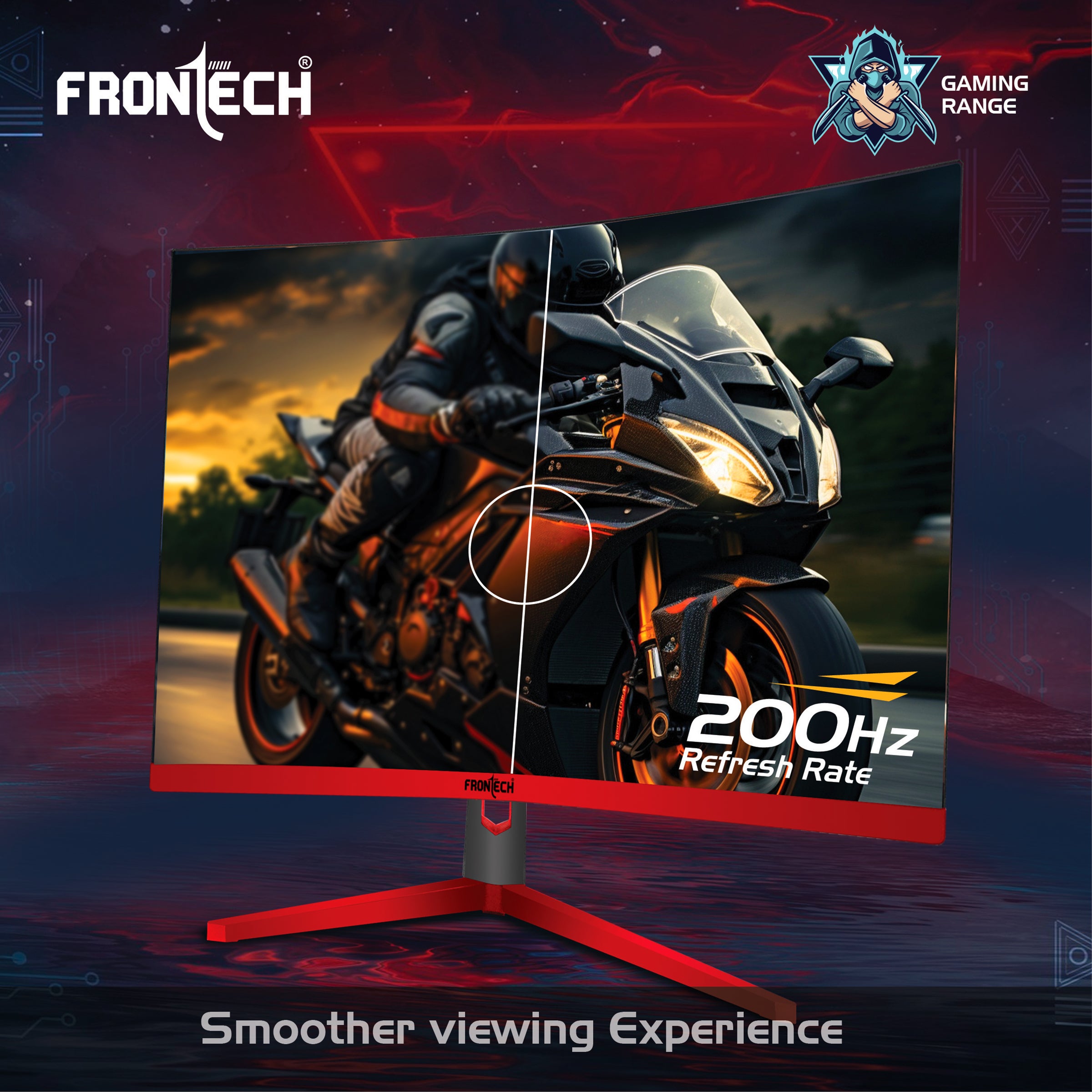 FRONTECH 27-inch (68.58 cm) Curved Gaming Monitor | 200Hz Refresh Rate | Full HD 1080p | Free Sync | Flicker-Free | HDMI & DP Dual Input (MON-0052)
