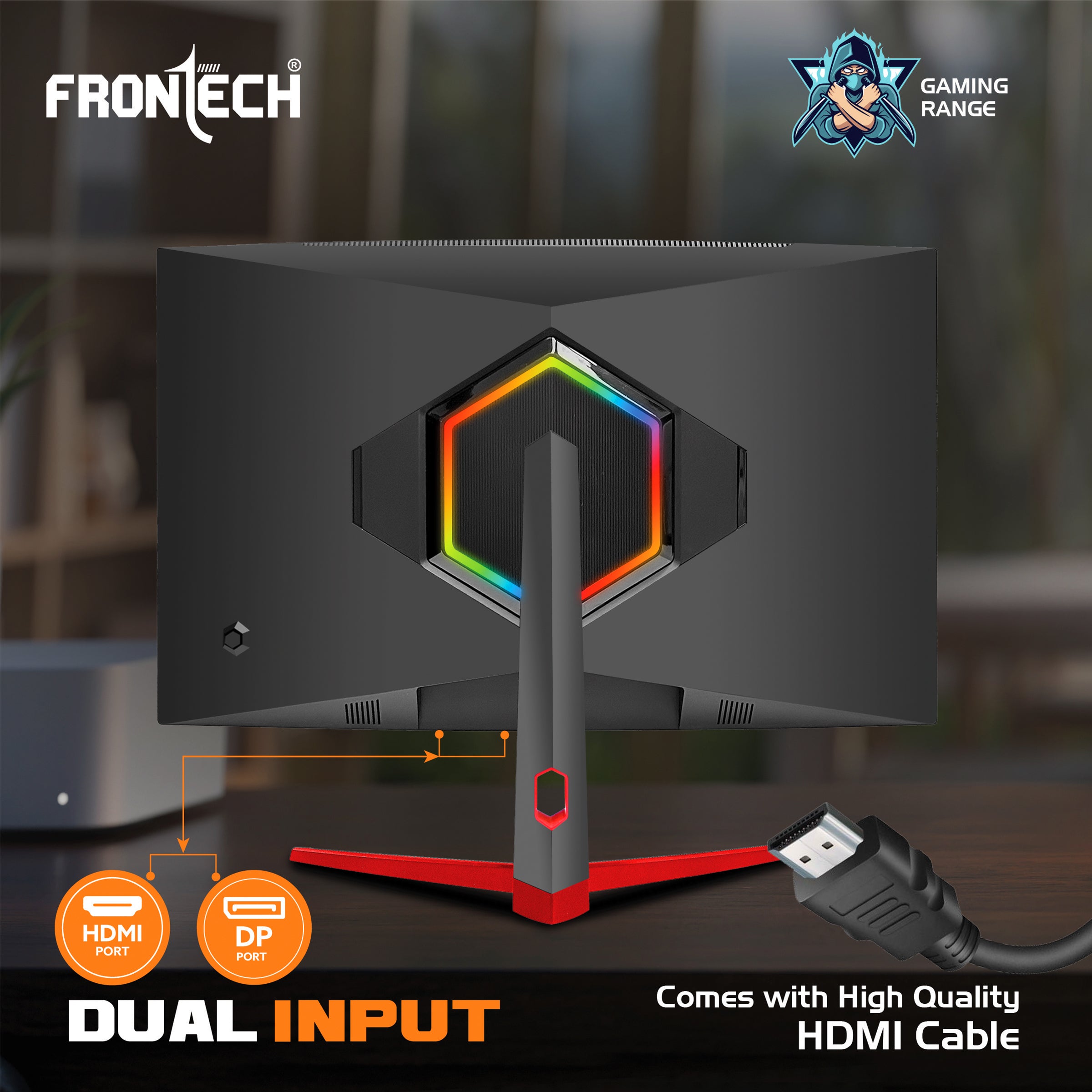 FRONTECH 27-inch (68.58 cm) Curved Gaming Monitor | 200Hz Refresh Rate | Full HD 1080p | Free Sync | Flicker-Free | HDMI & DP Dual Input (MON-0052)