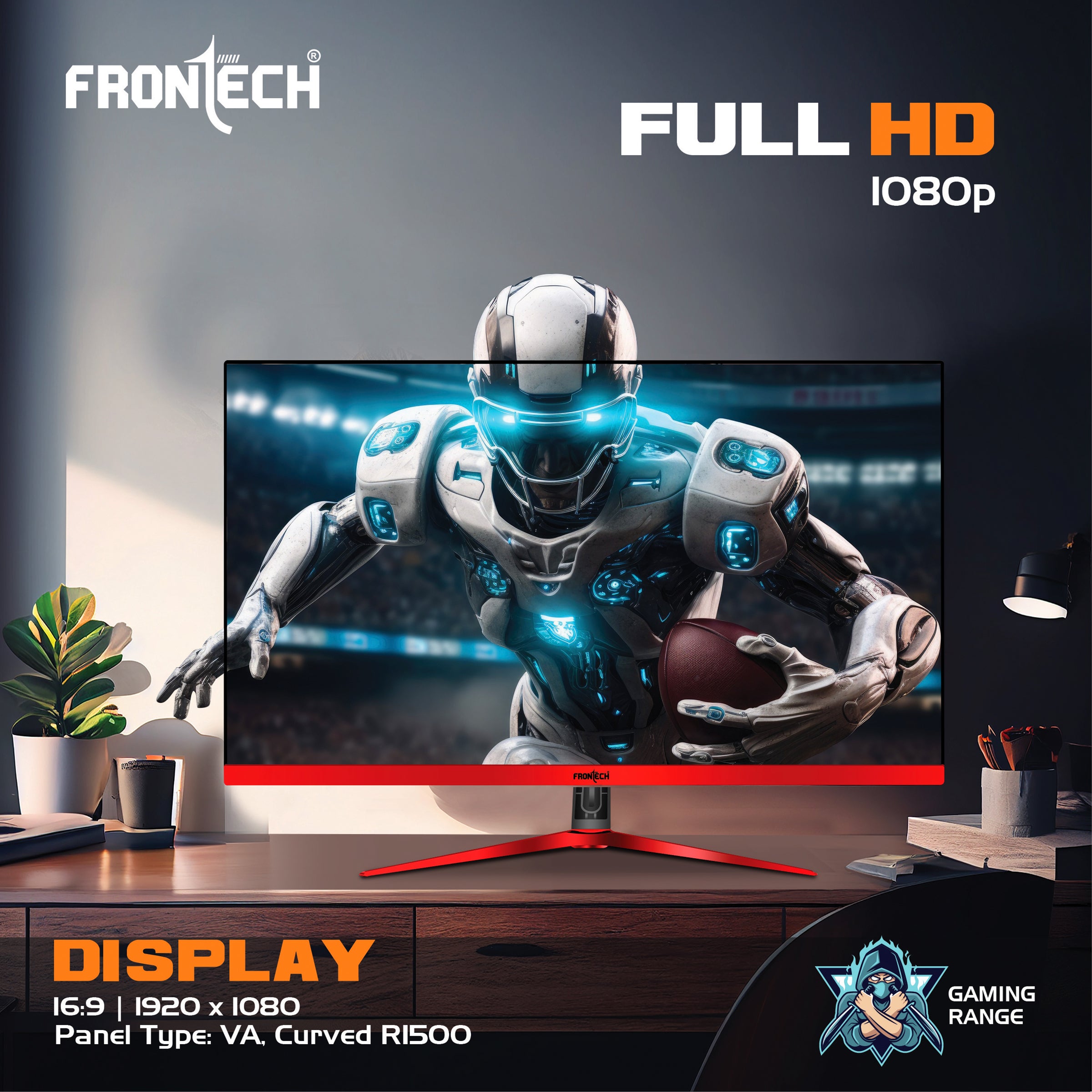 FRONTECH 27-inch (68.58 cm) Curved Gaming Monitor | 200Hz Refresh Rate | Full HD 1080p | Free Sync | Flicker-Free | HDMI & DP Dual Input (MON-0052)